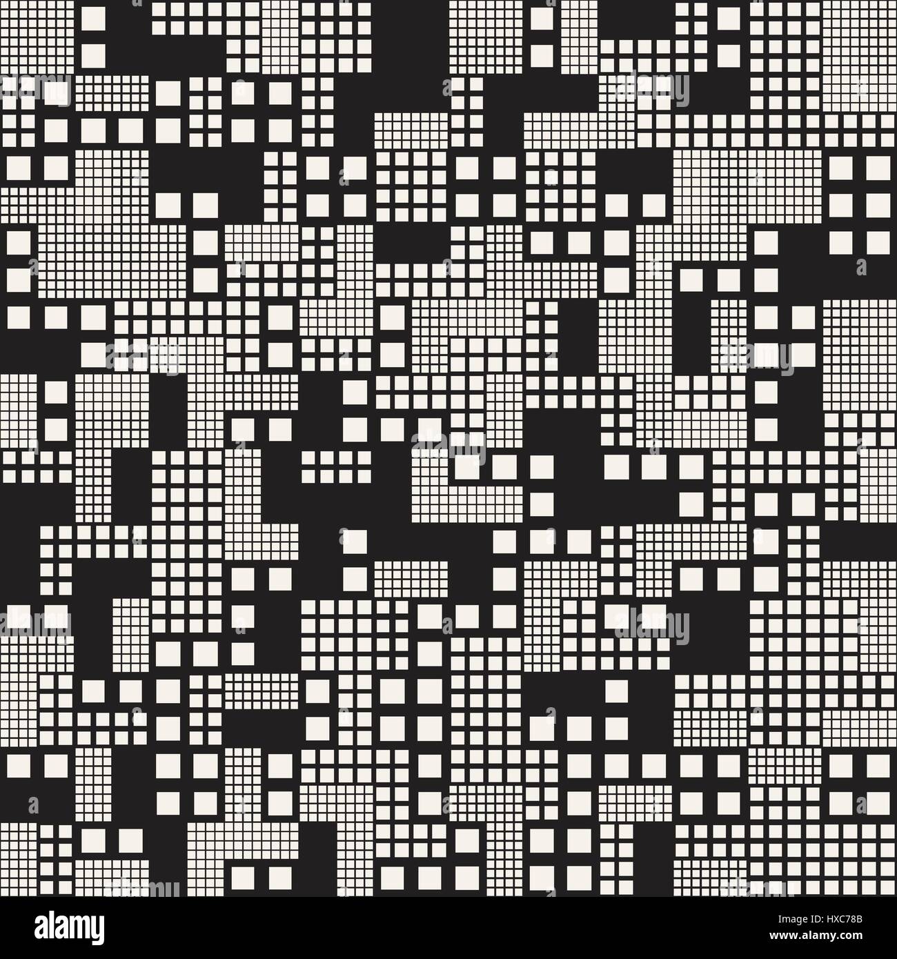 Endlosen abstrakten Hintergrund mit zufälliger Größe Quadrate. Vector Seamless Pattern. Stock Vektor