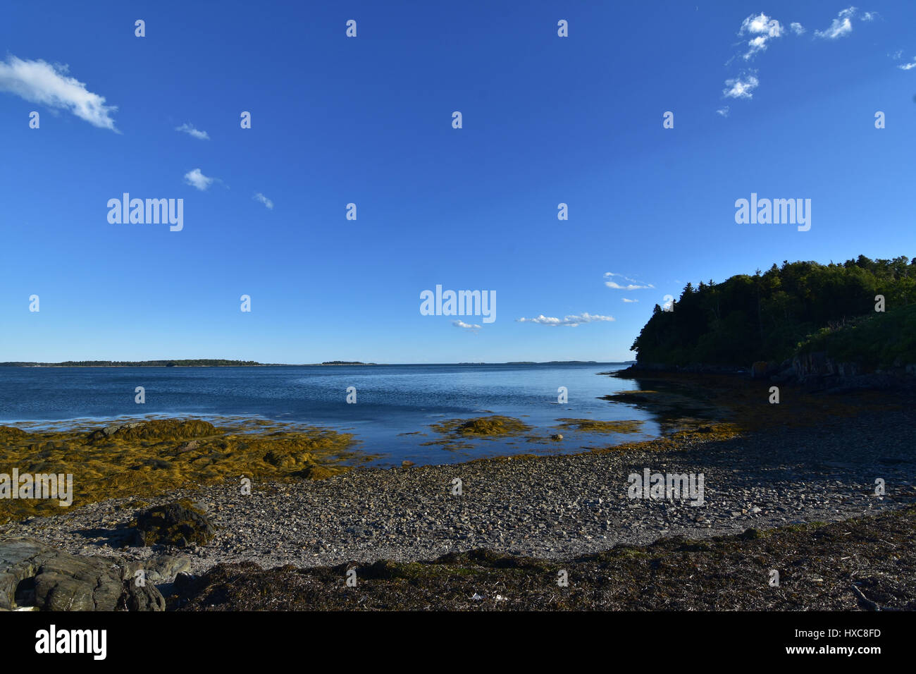 Malerische Aussicht von Casco Bay in Maine. Stockfoto