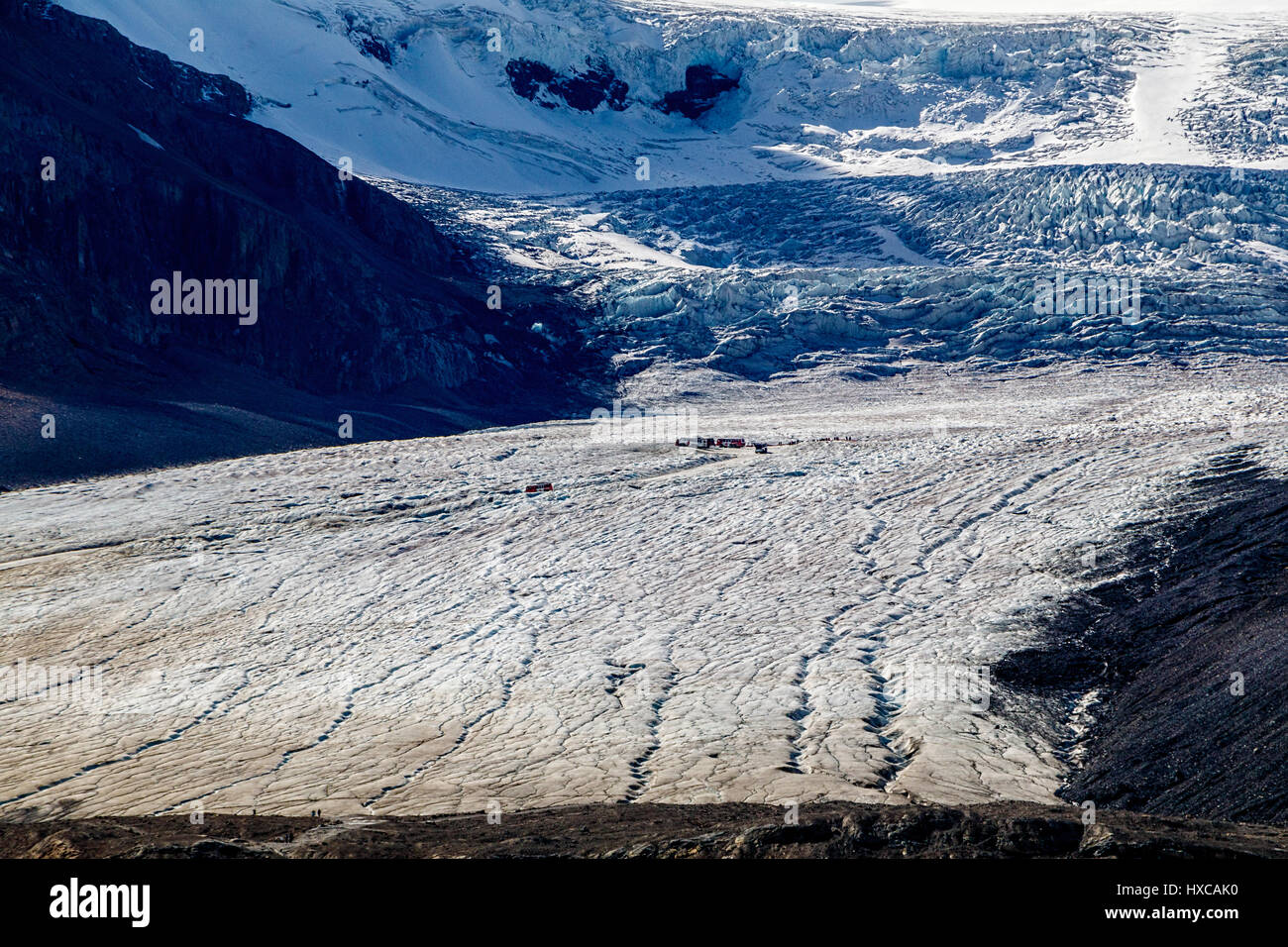 Columbia Icefield Athabasca-Gletscher, Jasper Nationalpark, Kanada. Stockfoto