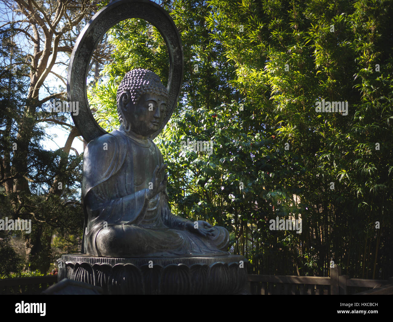 Buddha-Statue auf Japanese Tea Garden in San Francisco city Stockfoto