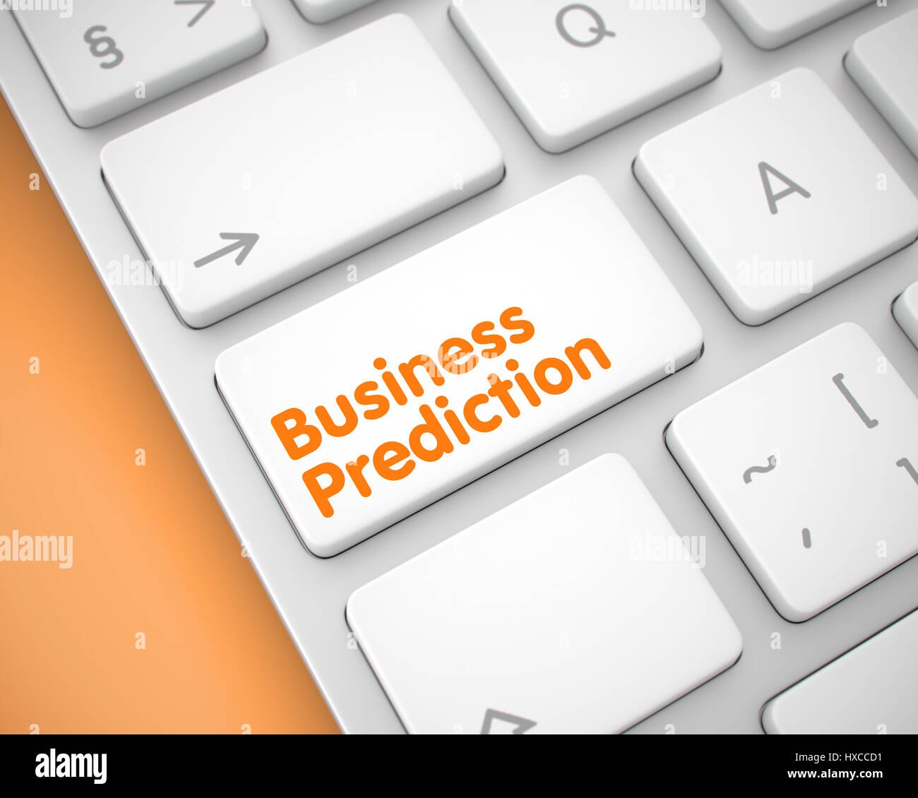 Geschäft Vorhersage - Nachricht auf die Schaltfläche weiße Tastatur. 3D. Stockfoto