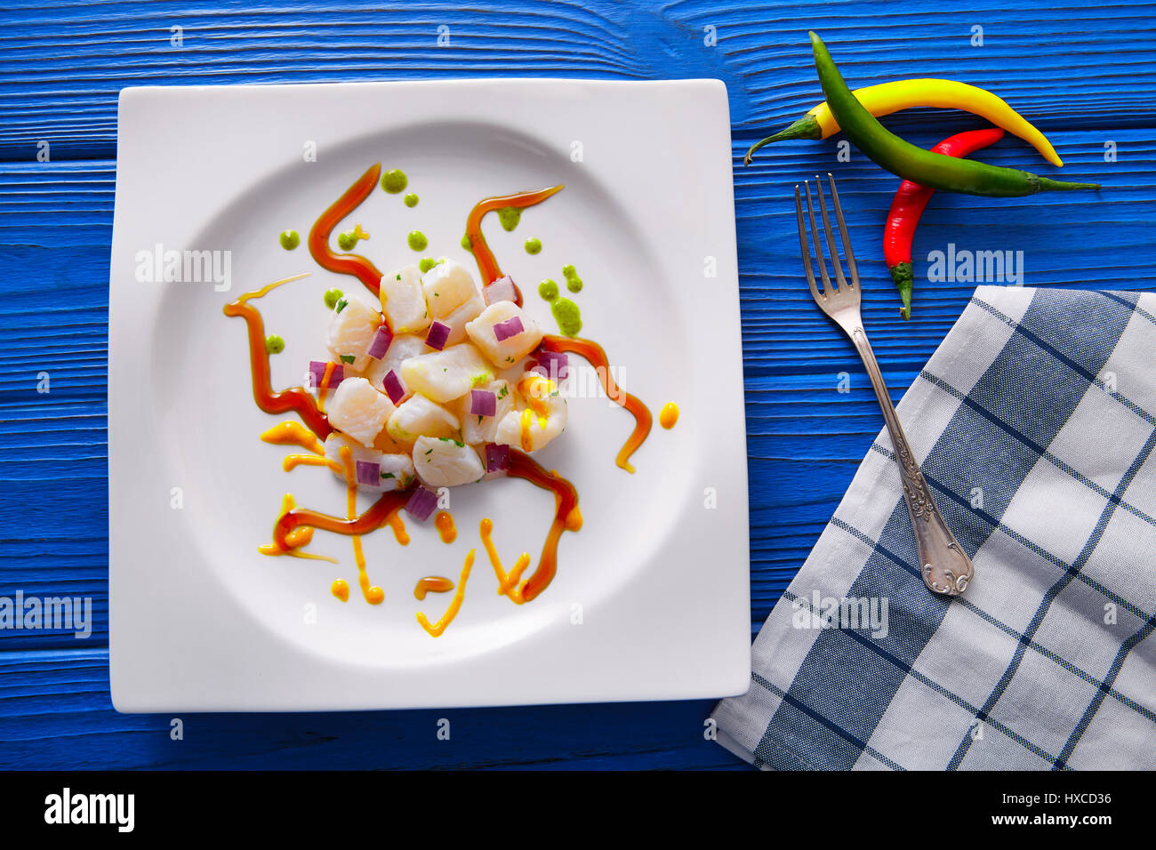 Ceviche Rezept moderner Gastronomie molekulare Küche Stockfoto
