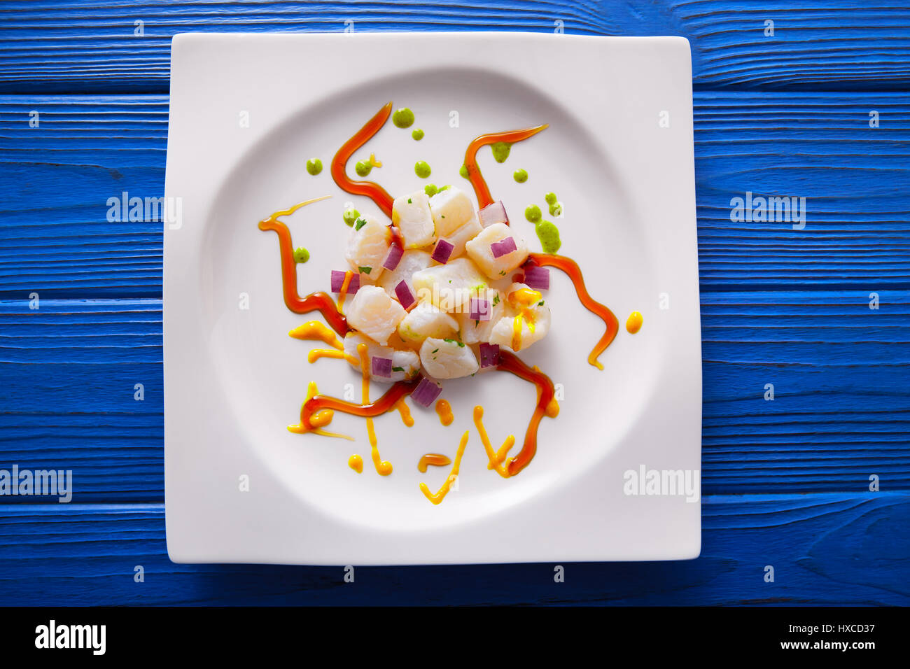 Ceviche Rezept moderner Gastronomie molekulare Küche Stockfoto