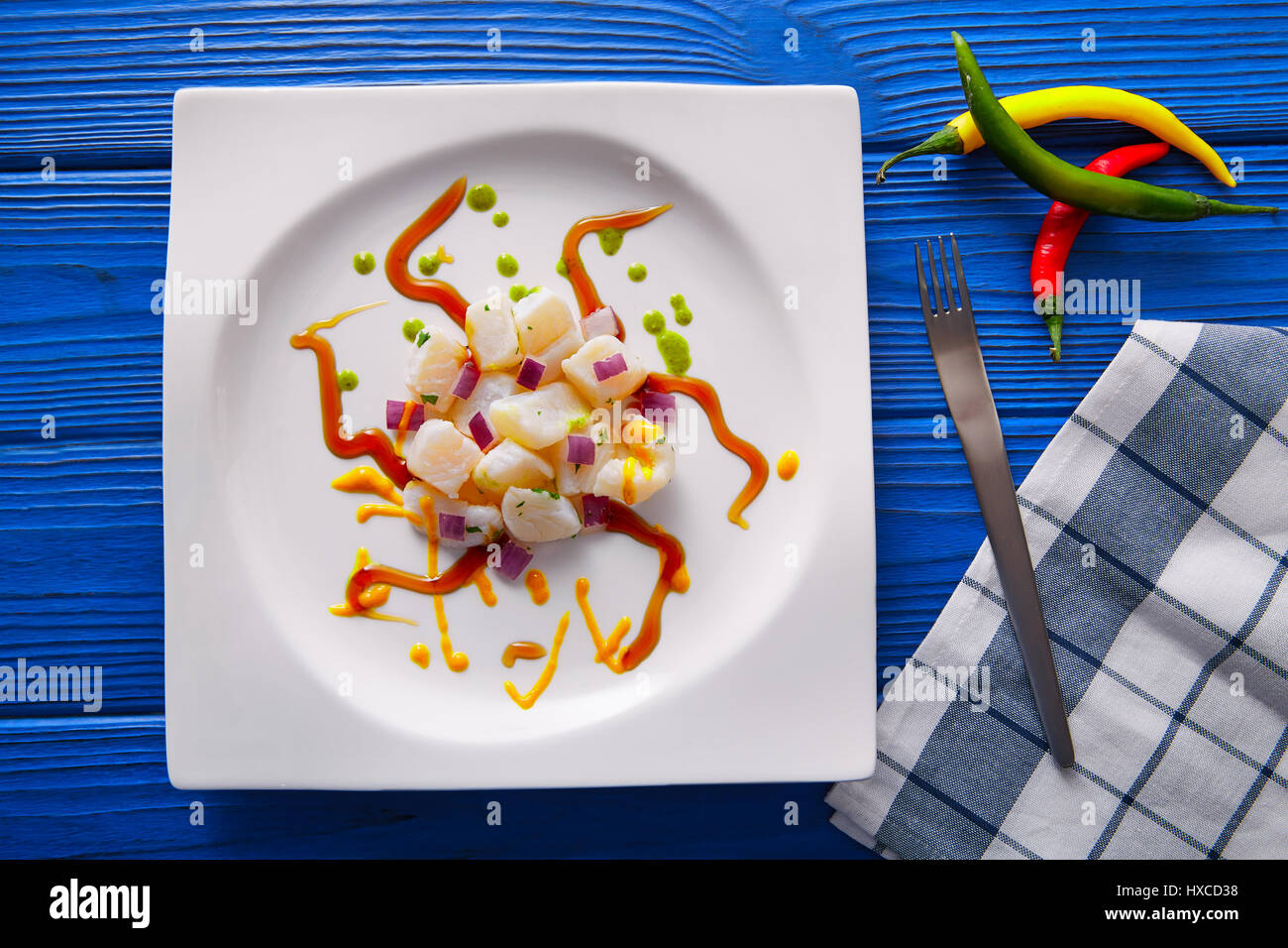 Ceviche Rezept moderner Gastronomie molekulare Küche Stockfoto