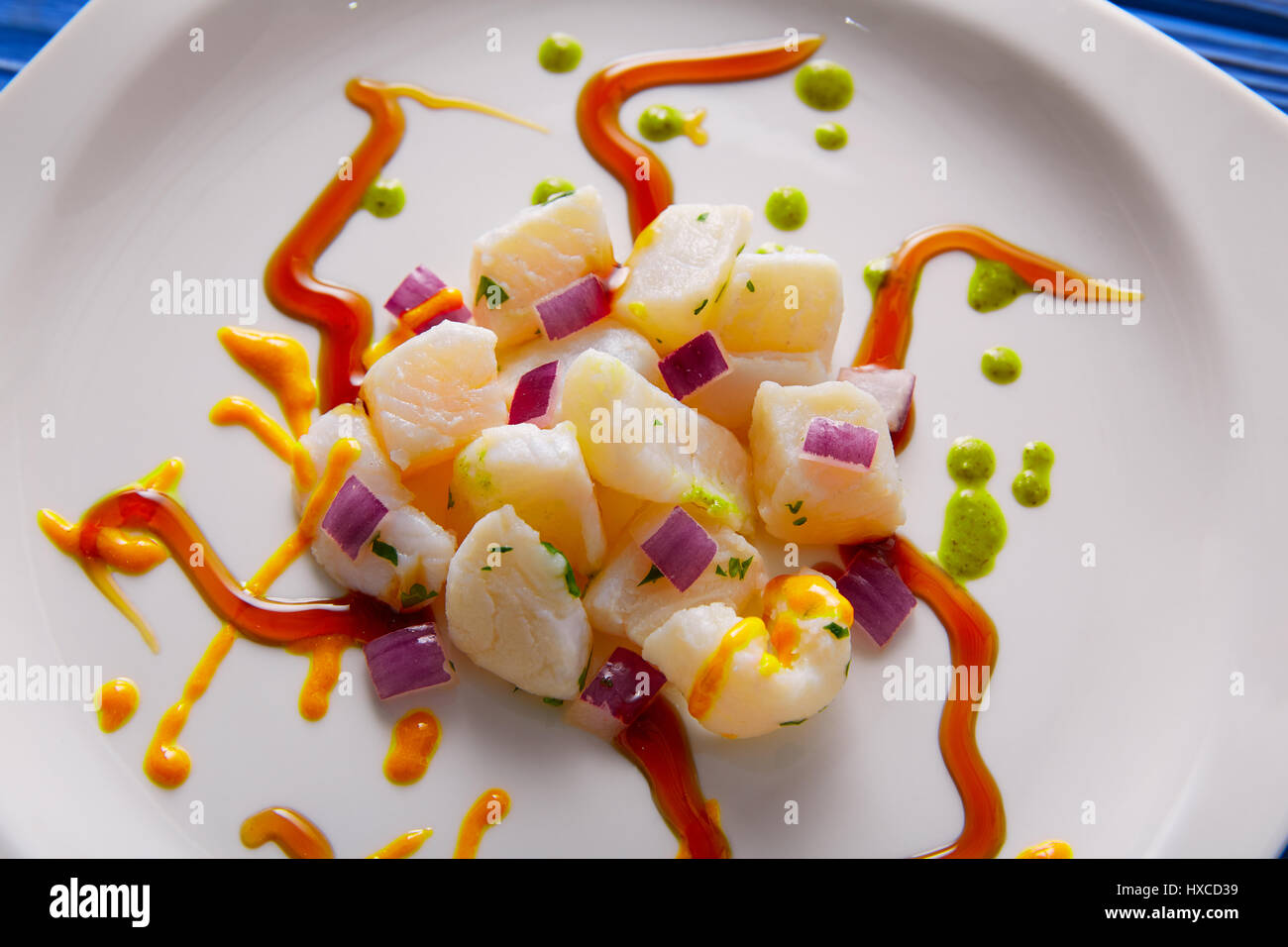 Ceviche Rezept moderner Gastronomie molekulare Küche Stockfoto