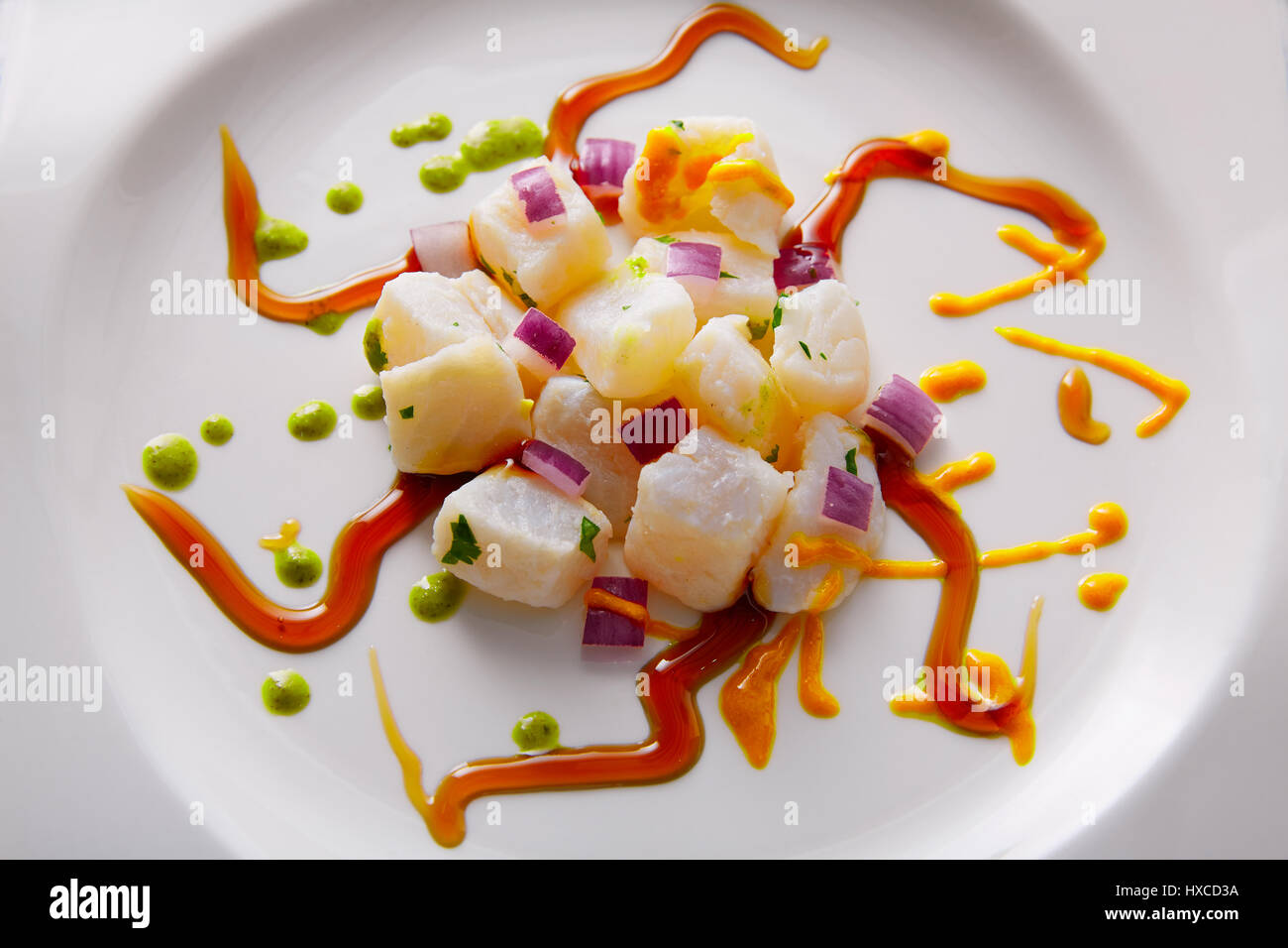 Ceviche Rezept moderner Gastronomie molekulare Küche Stockfoto