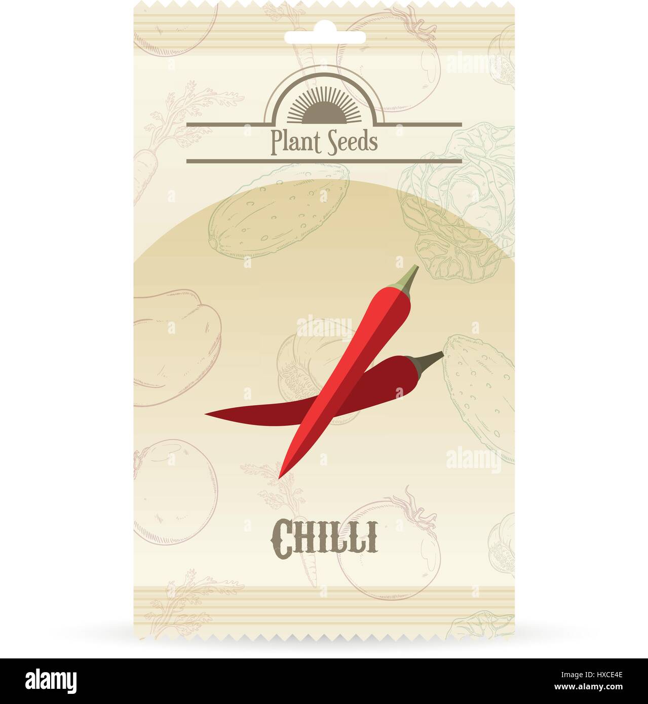 Packung von Chili-Samen-Symbol Stock Vektor