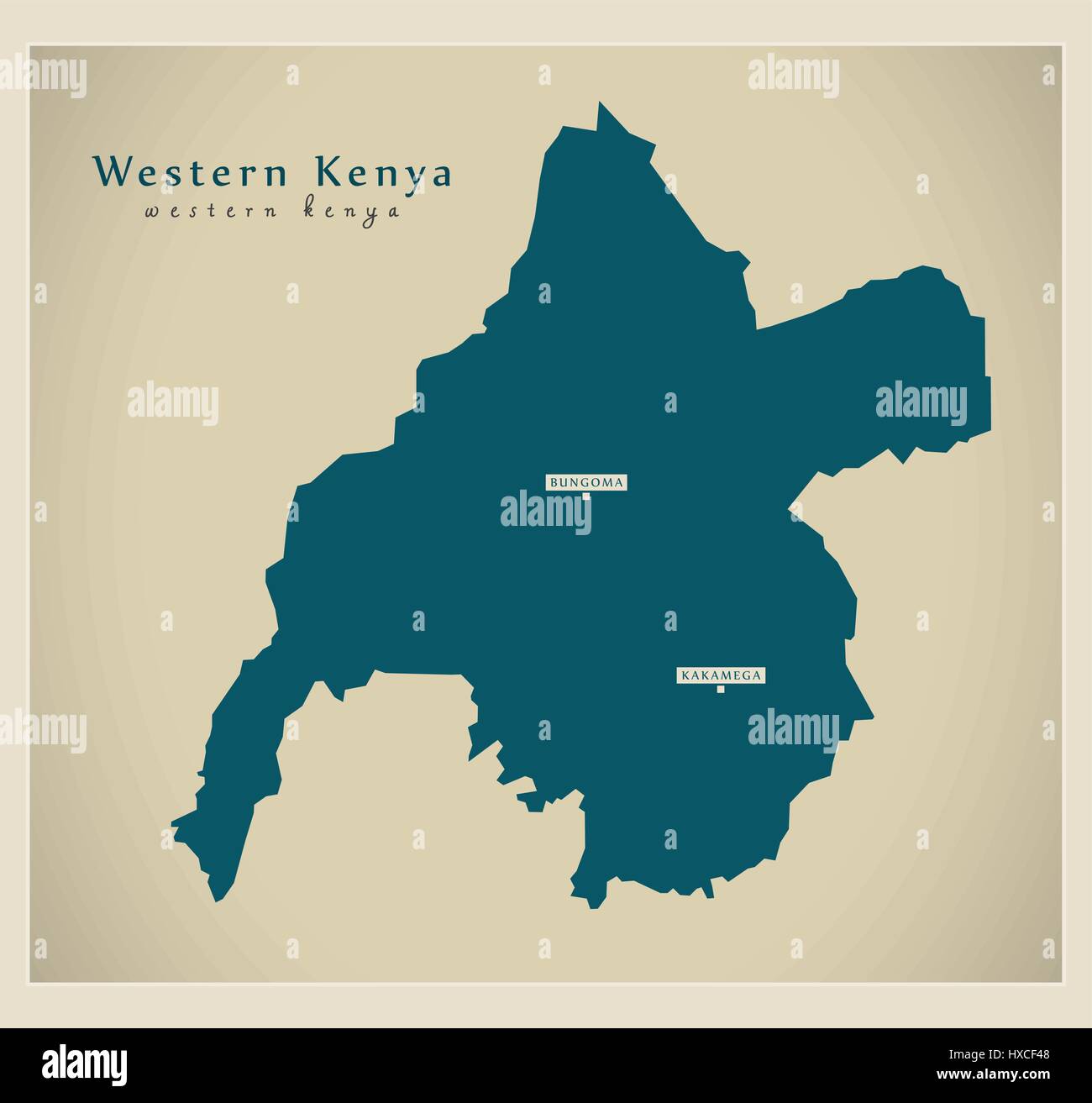 Moderne Karte - westlichen Kenia KE Stock Vektor