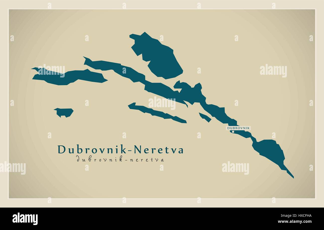 Moderne Karte - Dubrovnik-Neretva HR Stock Vektor