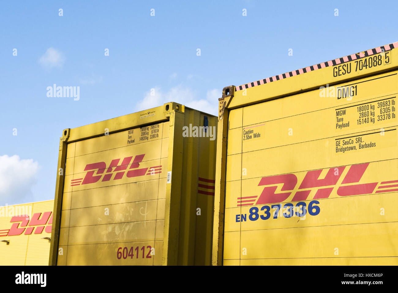 DHL-Container, DHL Container Stockfoto