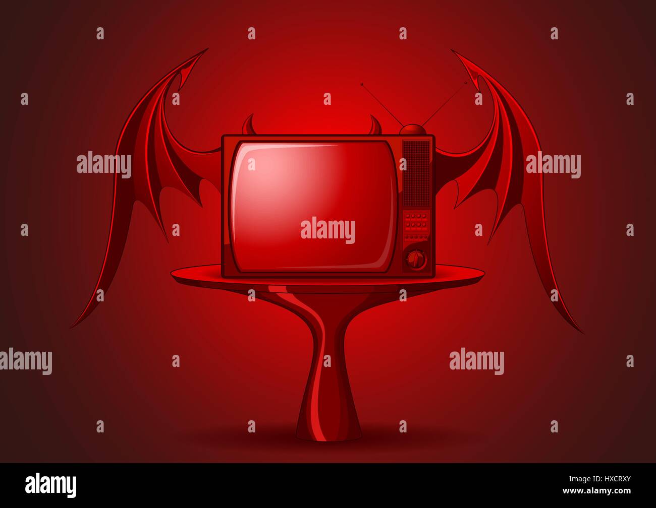Böse rote Retro-TV Stock Vektor