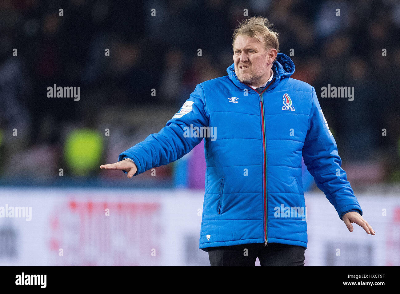 Baku, Aserbaidschan. 26. März 2017. Aserbaidschans Trainer Robert Prosinecki während der FIFA WM-Qualifikation Gruppe Phase Fußball match zwischen Aserbaidschan und Deutschland in Baku, Aserbaidschan, 26. März 2017. Foto: Marius Becker/Dpa/Alamy Live News Stockfoto