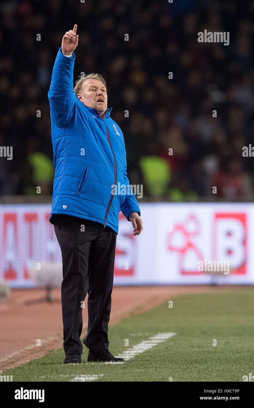 Baku, Aserbaidschan. 26. März 2017. Aserbaidschans Trainer Robert Prosinecki während der FIFA WM-Qualifikation Gruppe Phase Fußball match zwischen Aserbaidschan und Deutschland in Baku, Aserbaidschan, 26. März 2017. Foto: Marius Becker/Dpa/Alamy Live News Stockfoto