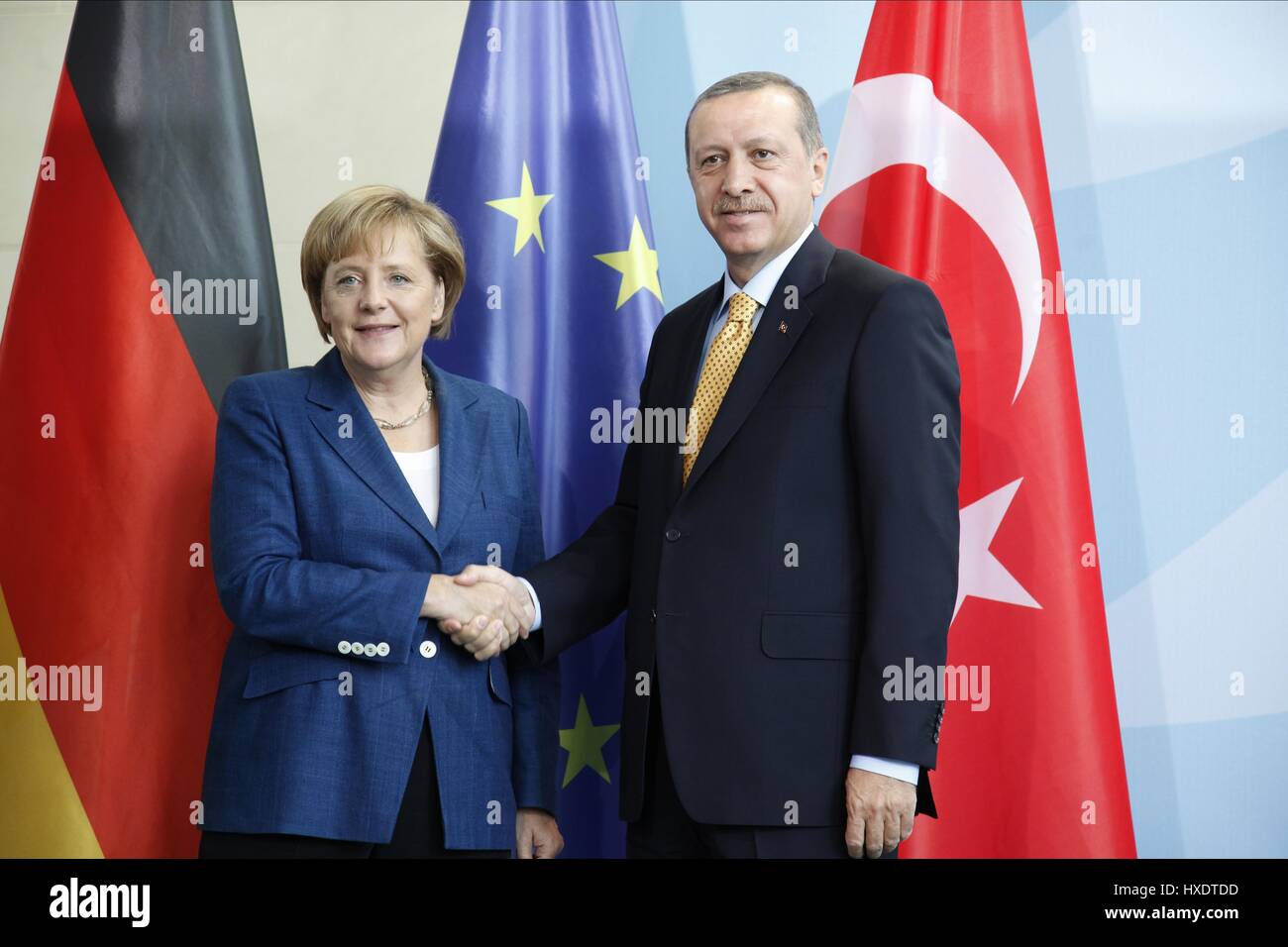 ANGELA MERKEL & RECEP TAYYIP ERDOGAN türkische Ministerpräsident & GERMA 9. Oktober 2010 Stockfoto