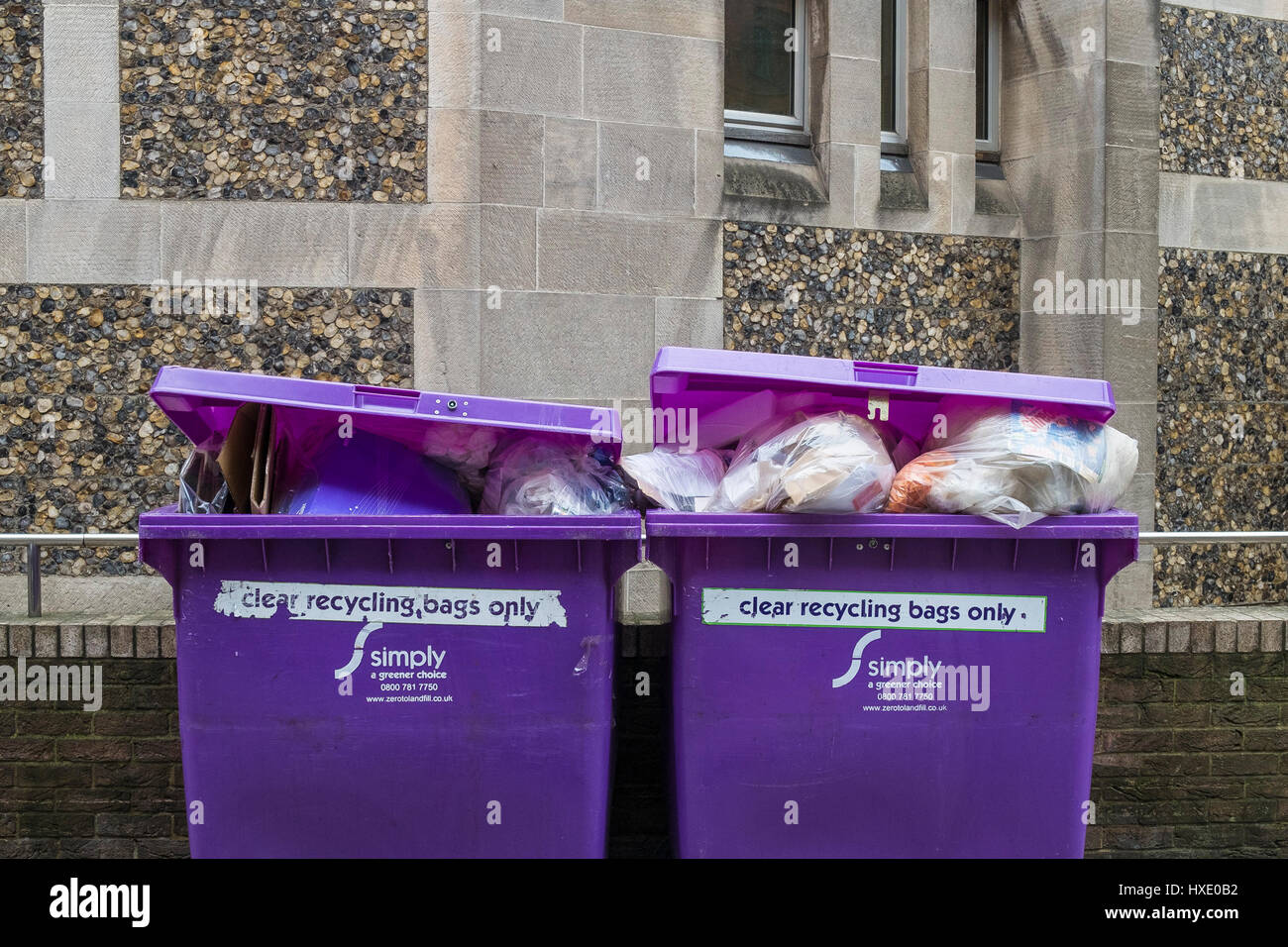 Recycling-Behälter Müll Müll Entsorgung Green stellt London Stockfoto