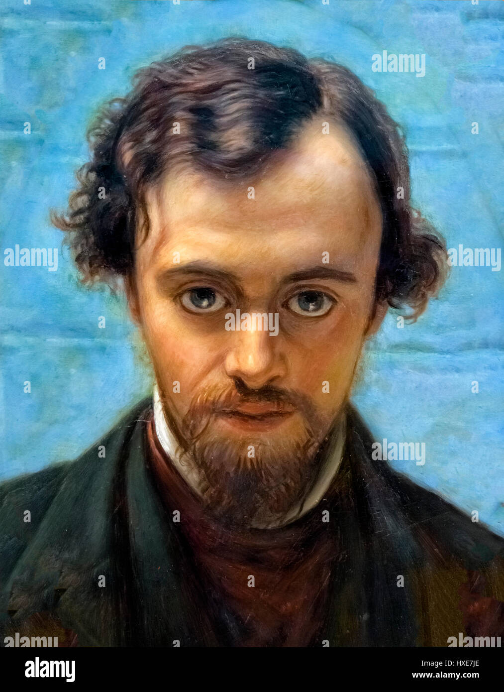 Gabriel Dante Rossetti (1828-1882), Porträt von William Holman Hunt, Öl auf Holz, c.1882. Rossetti, zusammen mit Holman Hunt war ein Gründungsmitglied der Präraffaeliten des 19. Jahrhunderts. Stockfoto