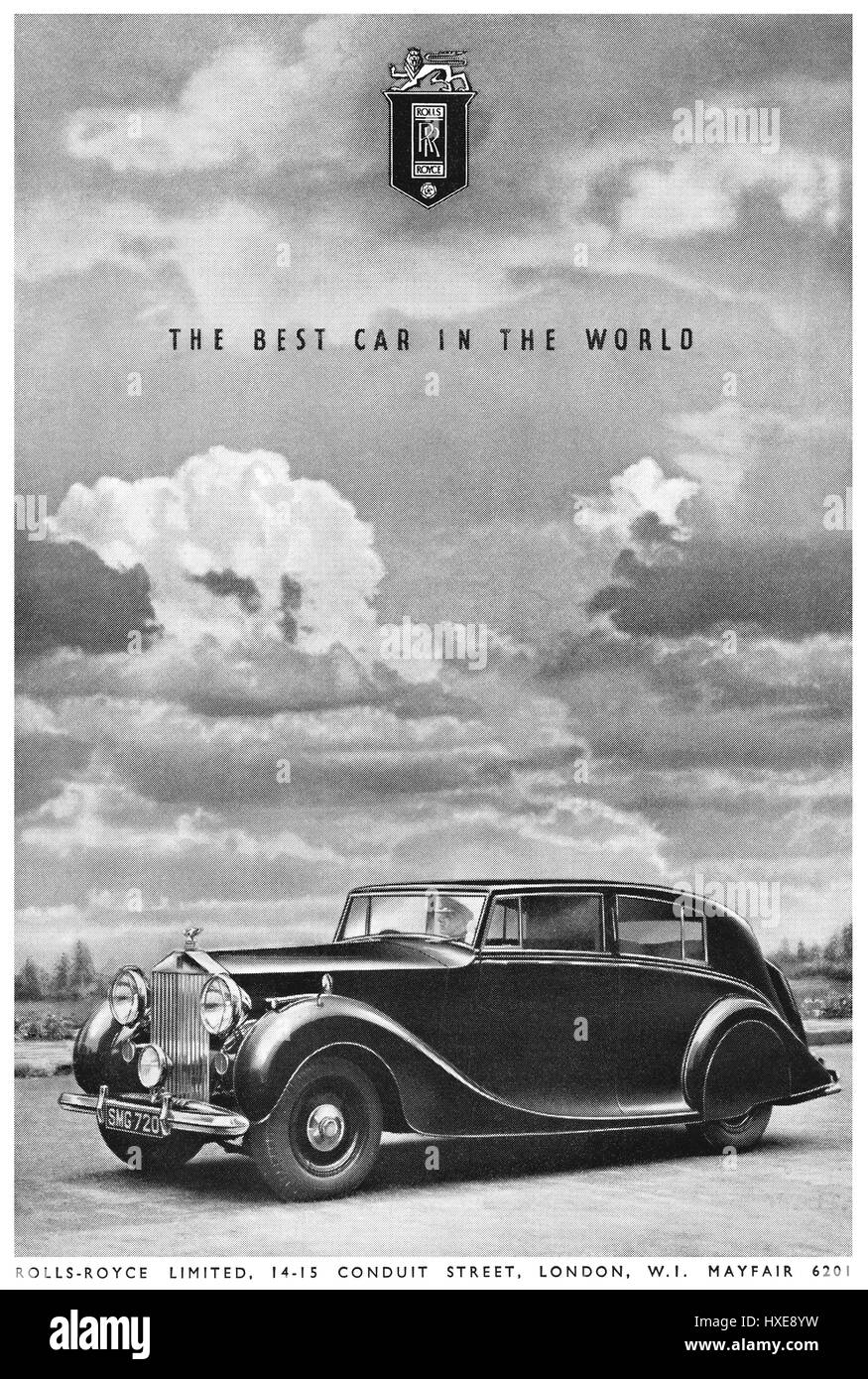 1948 britische Werbung für Rolls-Royce. Stockfoto