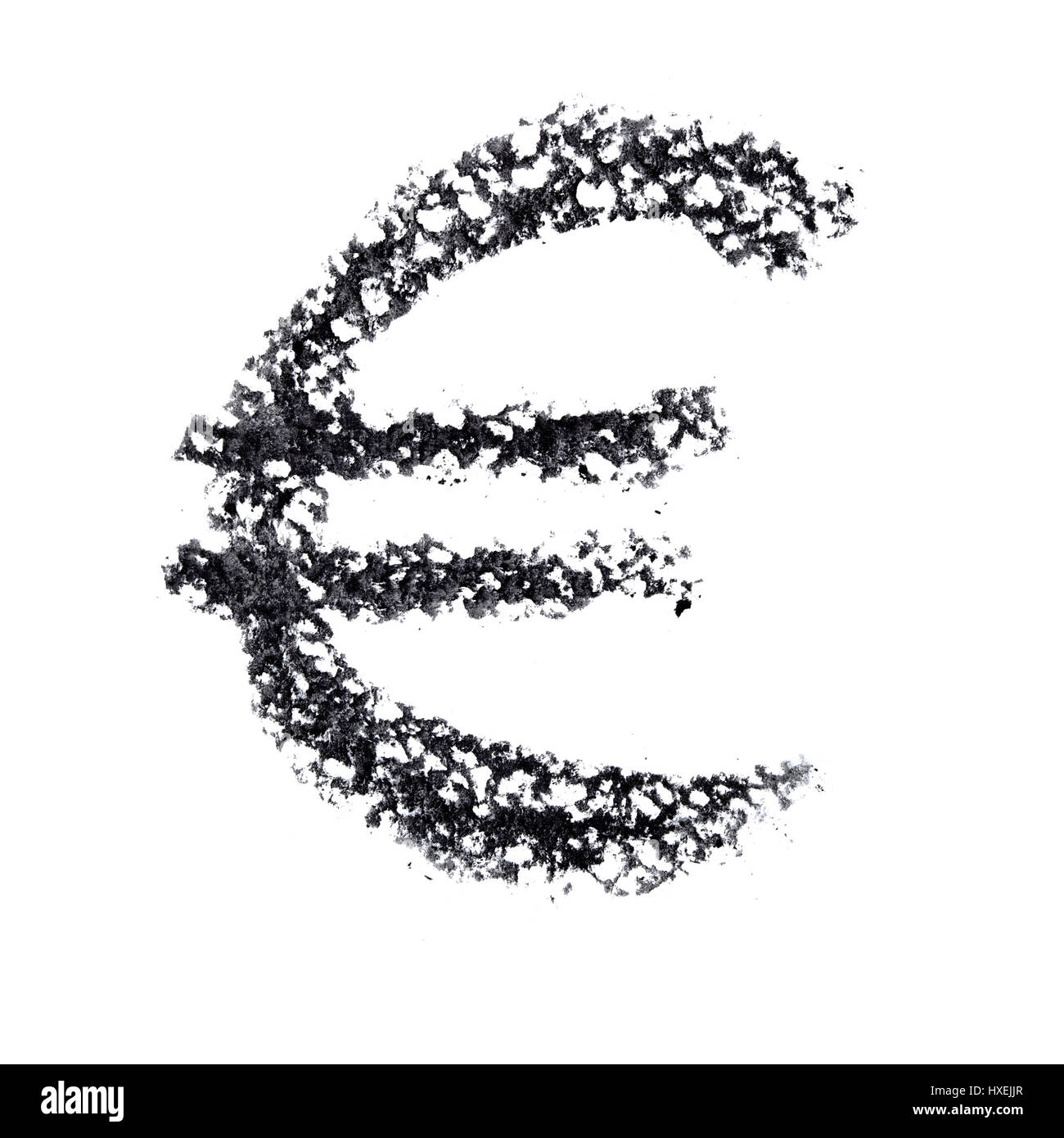 Euro-Zeichen - handgeschriebene Alphabet über dem weißen Hintergrund isoliert Stockfoto