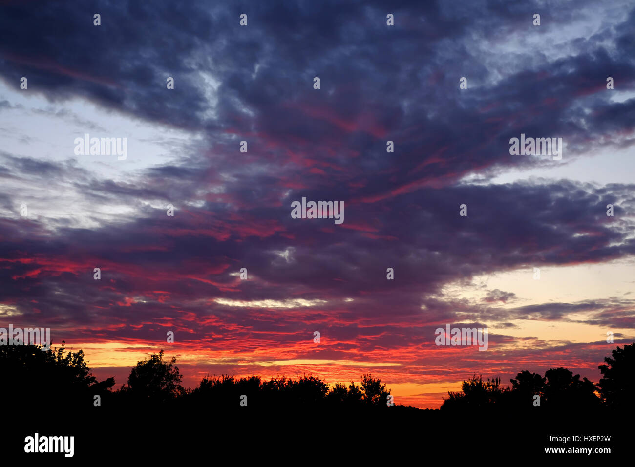 Spektakuläre Sommer Sonnenuntergang in Swindon, Wiltshire, England Stockfoto