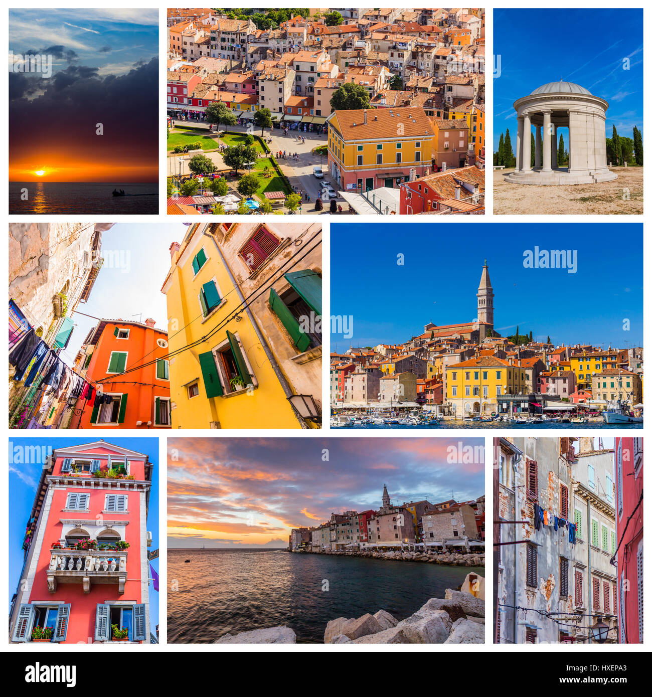 Collage aus Fotos von Rovinj in Kroatien Stockfoto