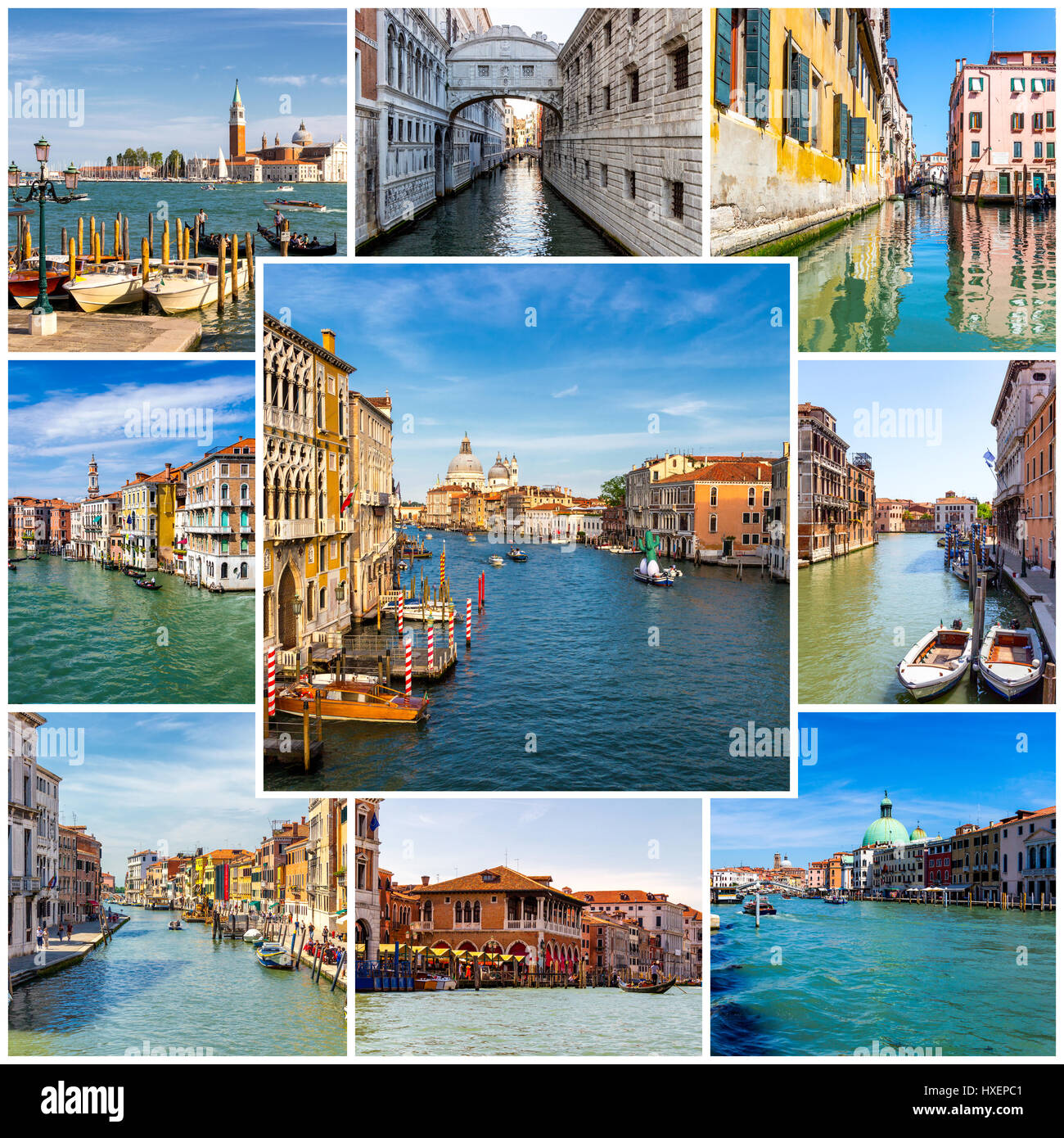 Collage aus Fotos von Venedig in Italien Stockfoto