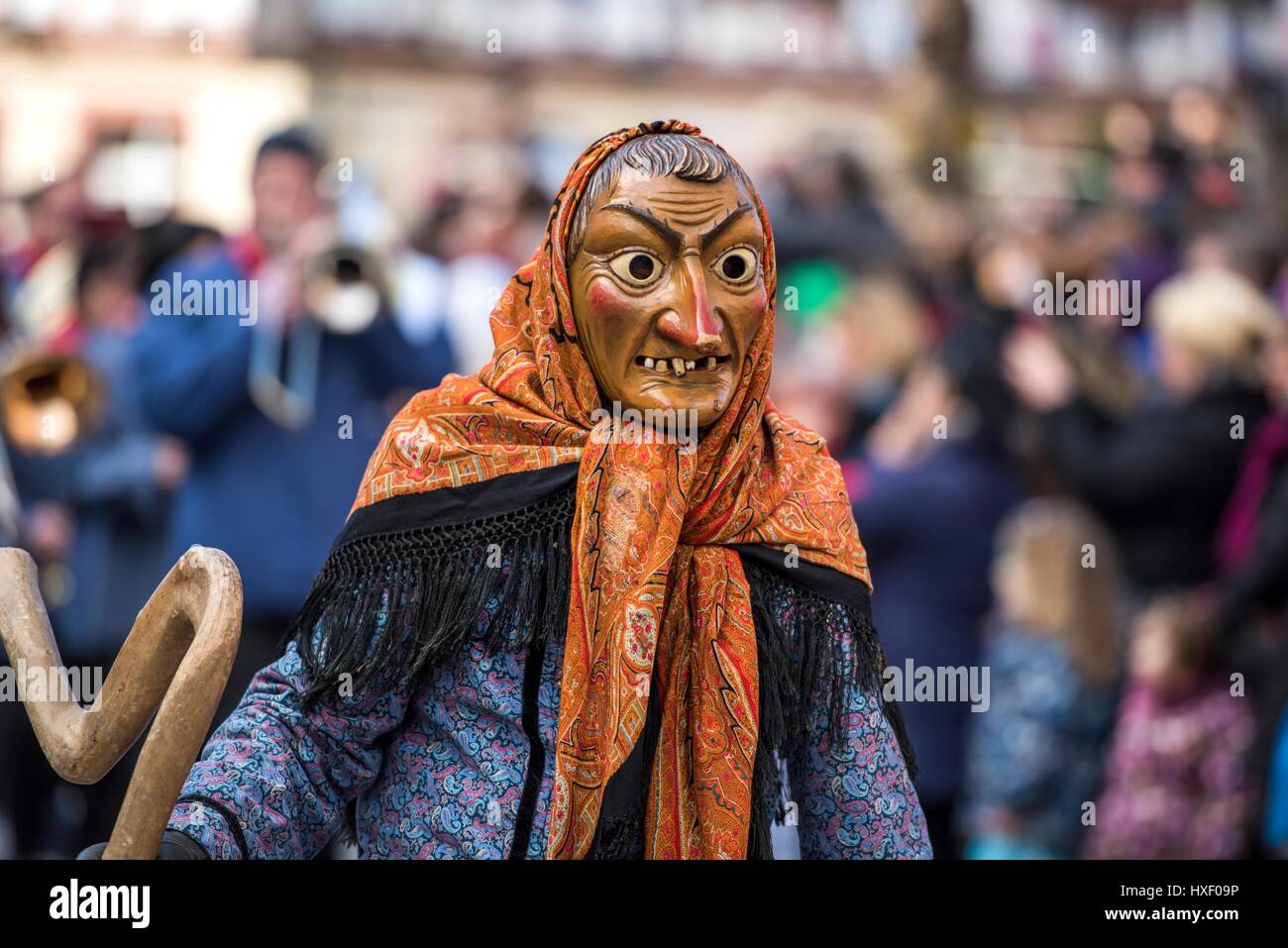 Hexe am Faschingsumzug, große Fasendumzug, Gengenbach, Ortenaukreis, alemannischen Fasnacht, Baden-Württemberg, Deutschland Stockfoto