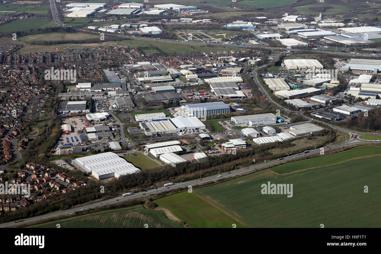 Luftaufnahme des Teils des großen Normanton Industrial Estate, Yorkshire, Großbritannien Stockfoto