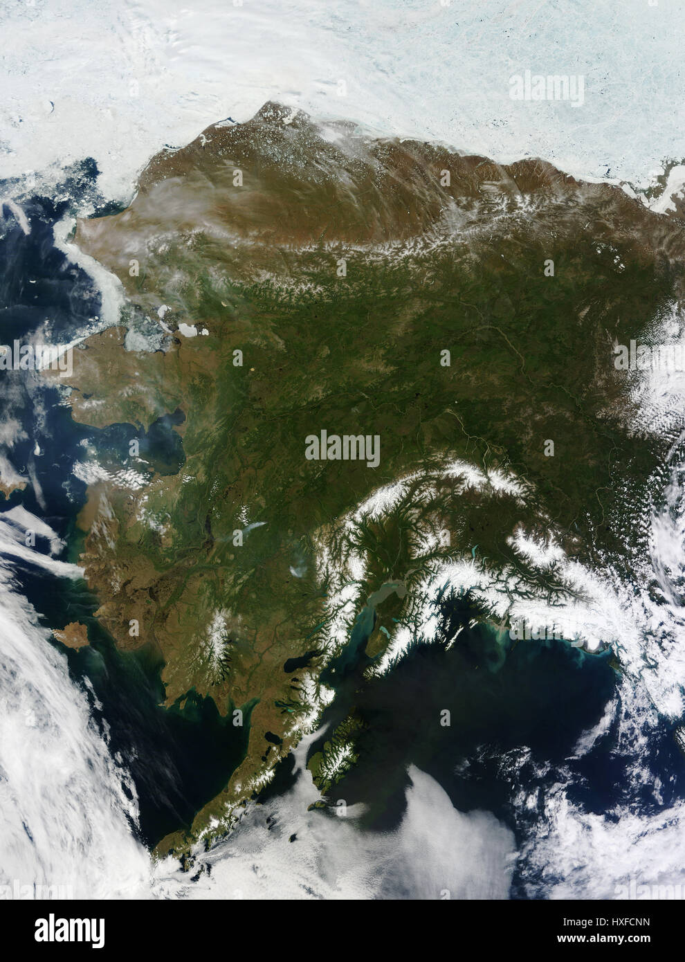 Satellitenbild von Alaska, USA Stockfoto
