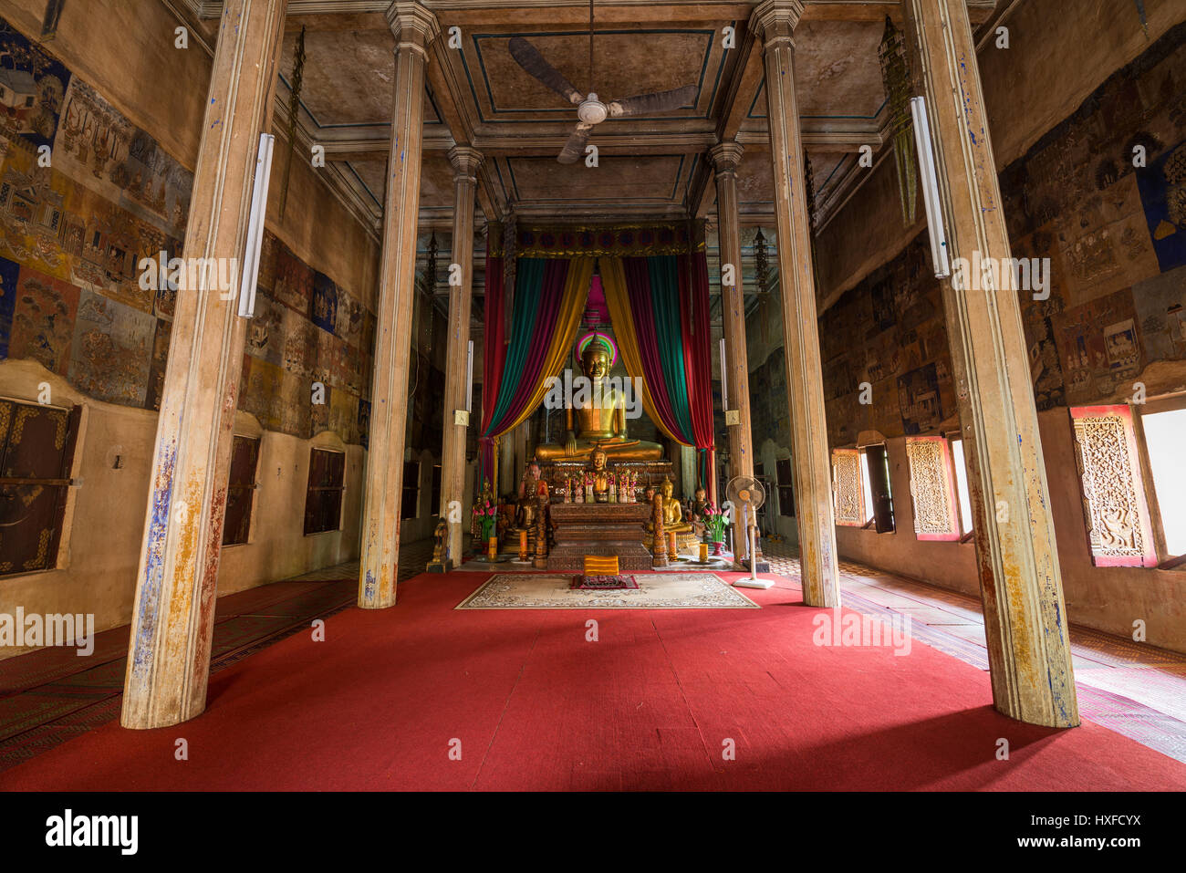 Innere des Tempels Wat Bo in Siem Reap, Kambodscha. Stockfoto