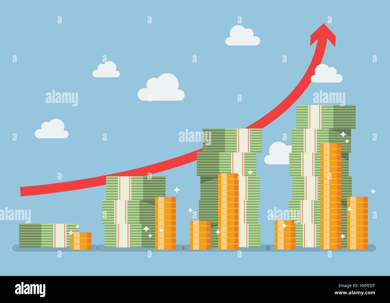 Ruhestand Geld planen mit roten Pfeil. Vektor-illustration Stock Vektor