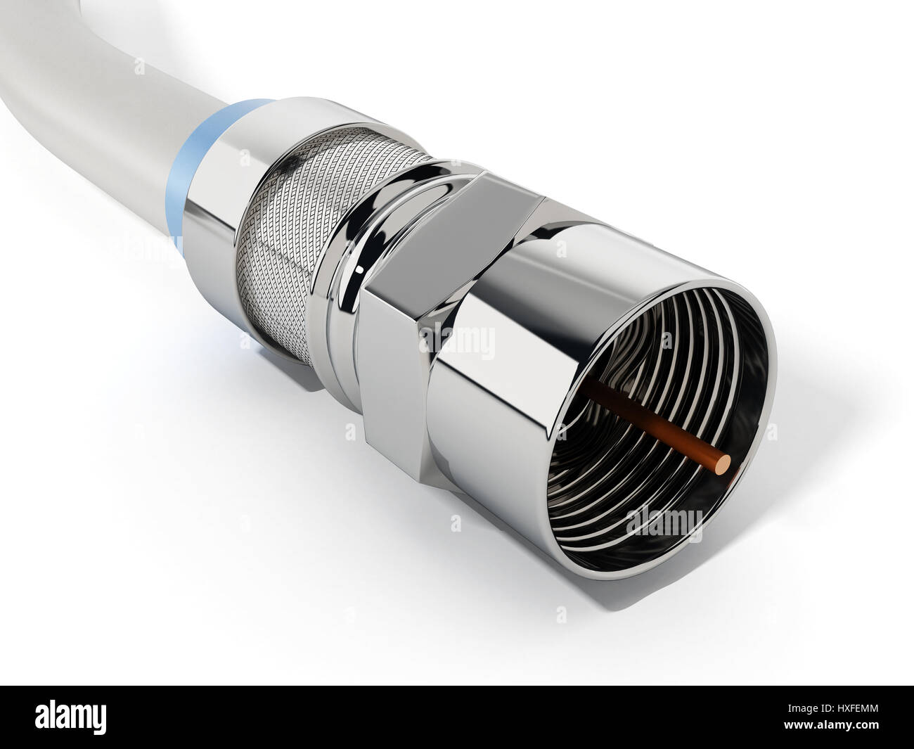 Koaxial-Kabel isoliert auf weißem Hintergrund. 3D Illustration. Stockfoto