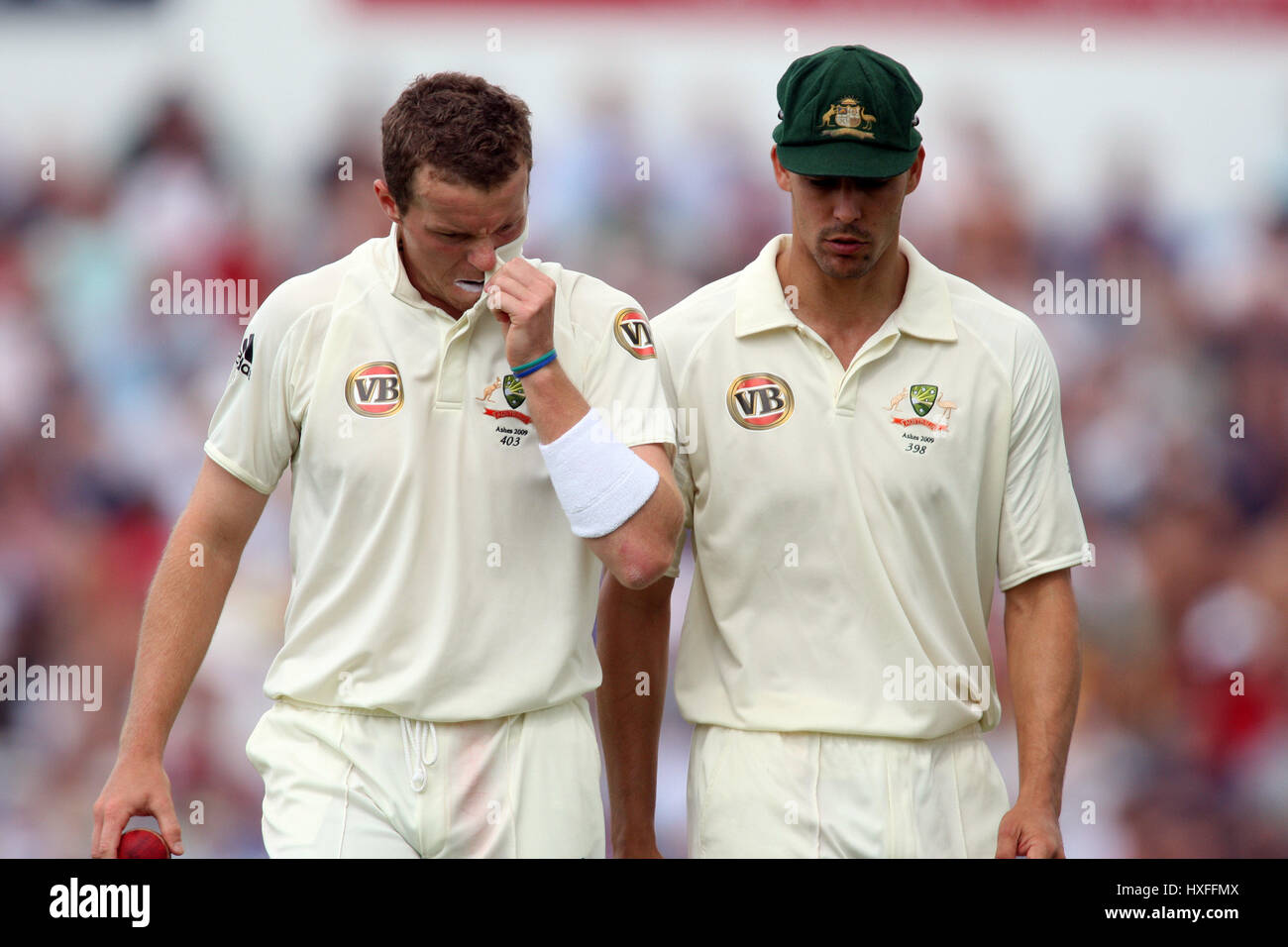 PETER SIDDEL & MITCHELL JOHNSO 4. Asche Testspiel HEADINGLEY LEEDS ENGLAND 9. August 2009 Stockfoto