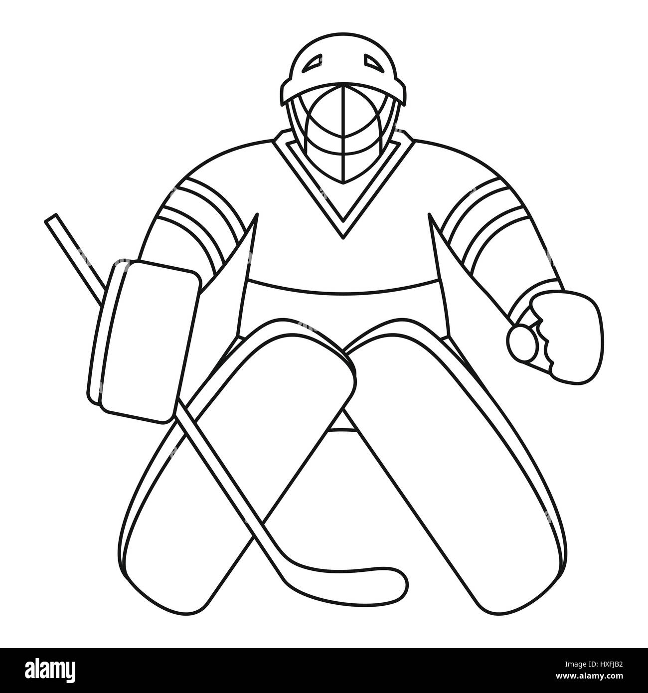 Eishockey-Torwart-Symbol, Umriss-Stil Stock Vektor
