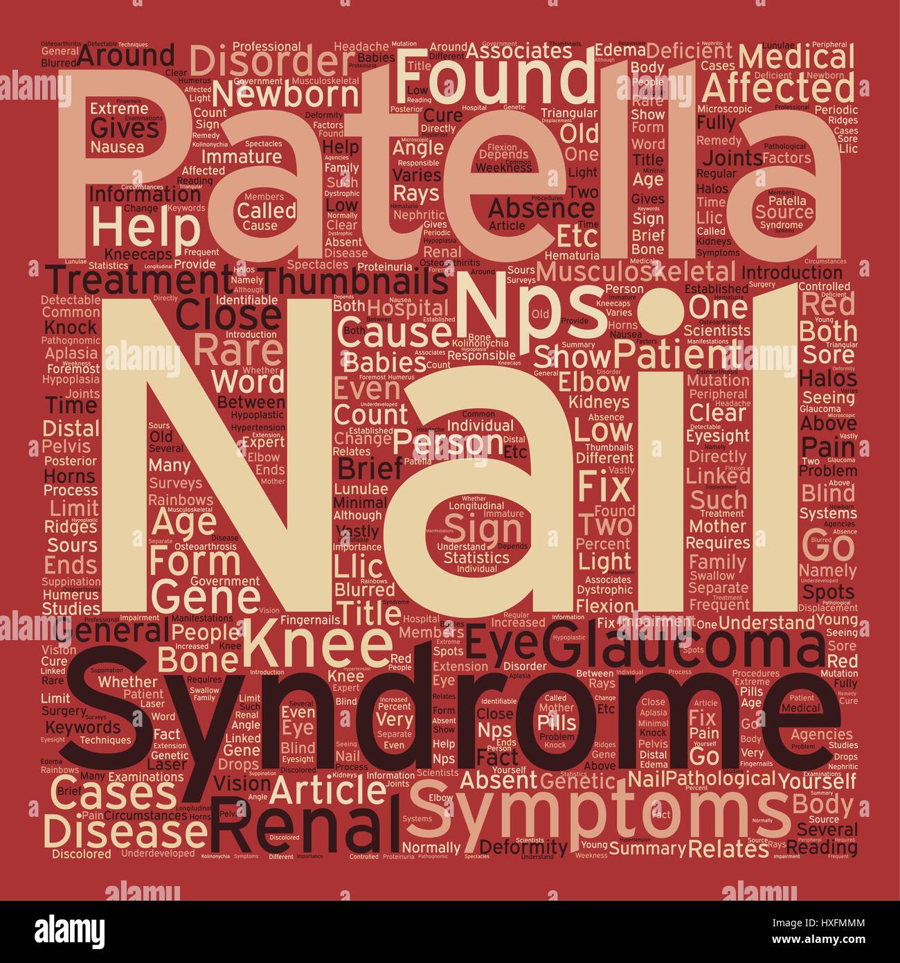 Nagel Patella Syndrom Textkonzept Hintergrund Wordcloud Stock Vektorgrafik Alamy