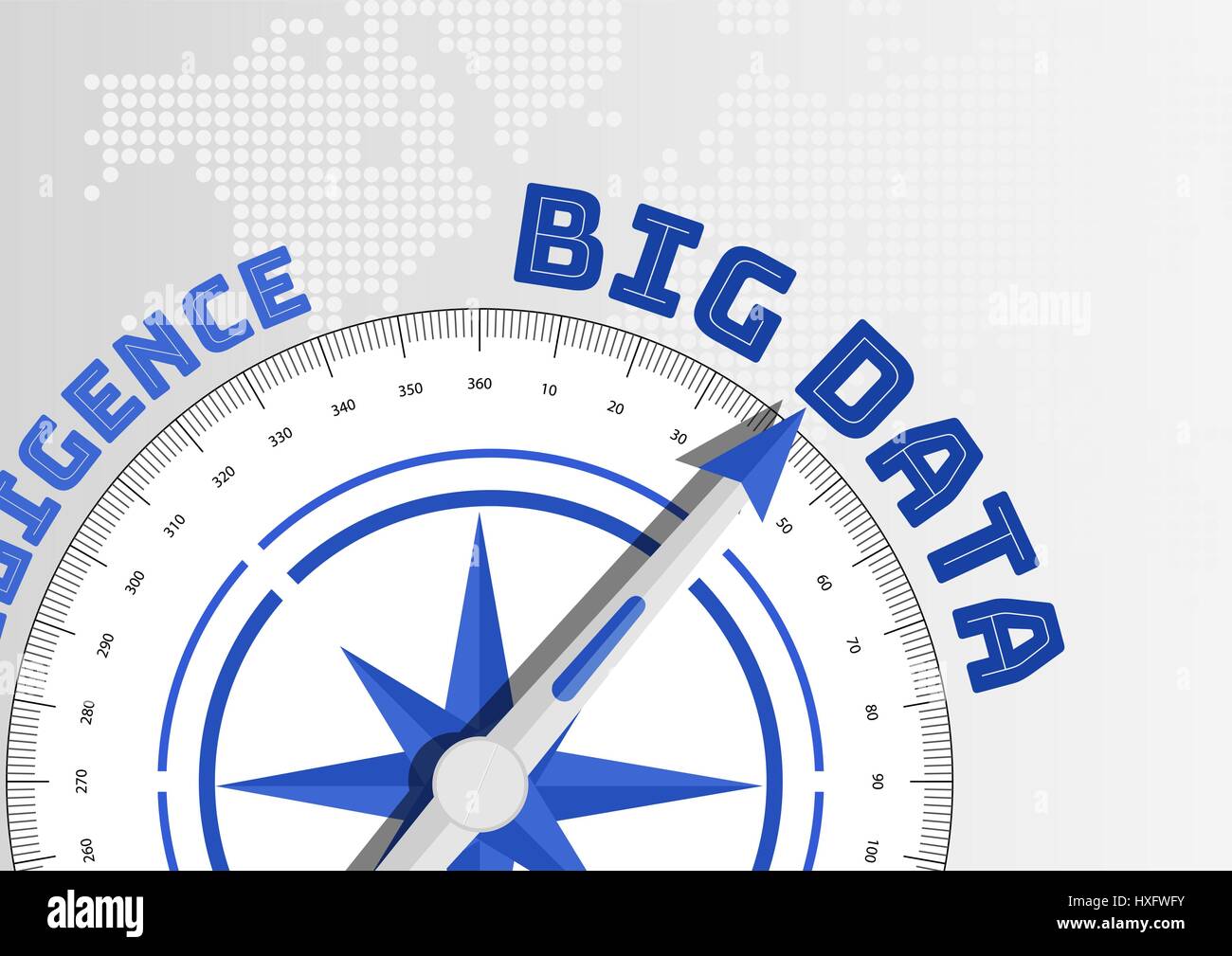Virtual-Reality-Konzept mit Kompass zeigt in Richtung text Stock Vektor