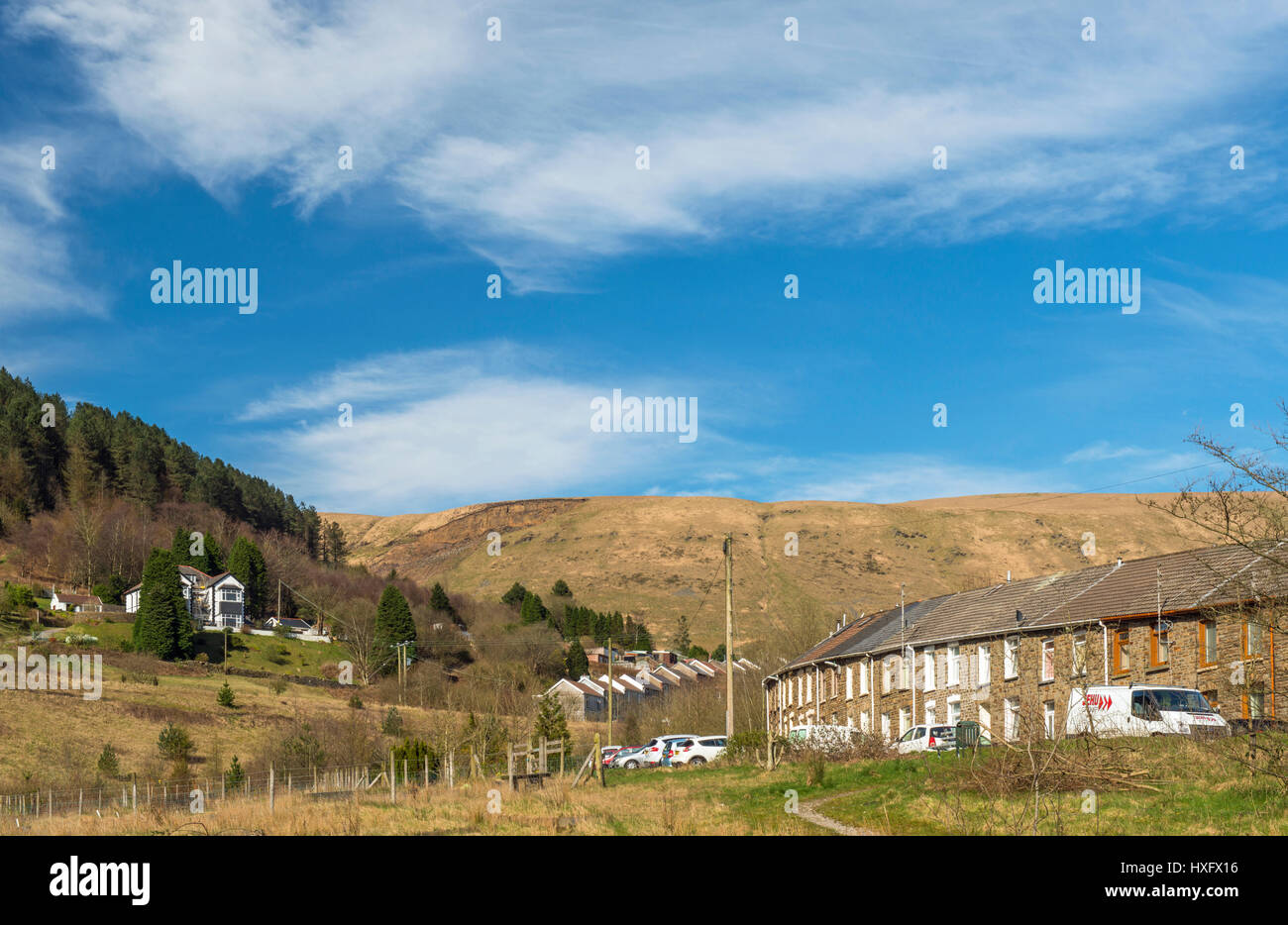 Das Dorf Blaengarw an der Spitze oder Ende des Tals Garw in Süd-Wales Stockfoto