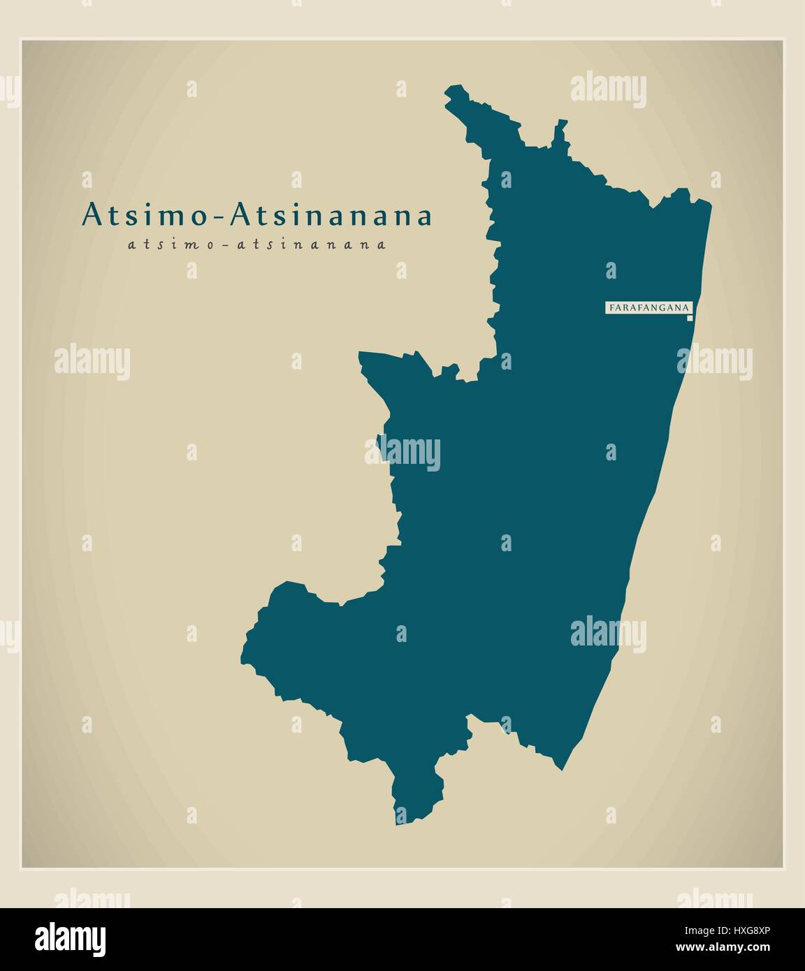 Moderne Karte - Atsimo-Atsinanana MG Stock Vektor