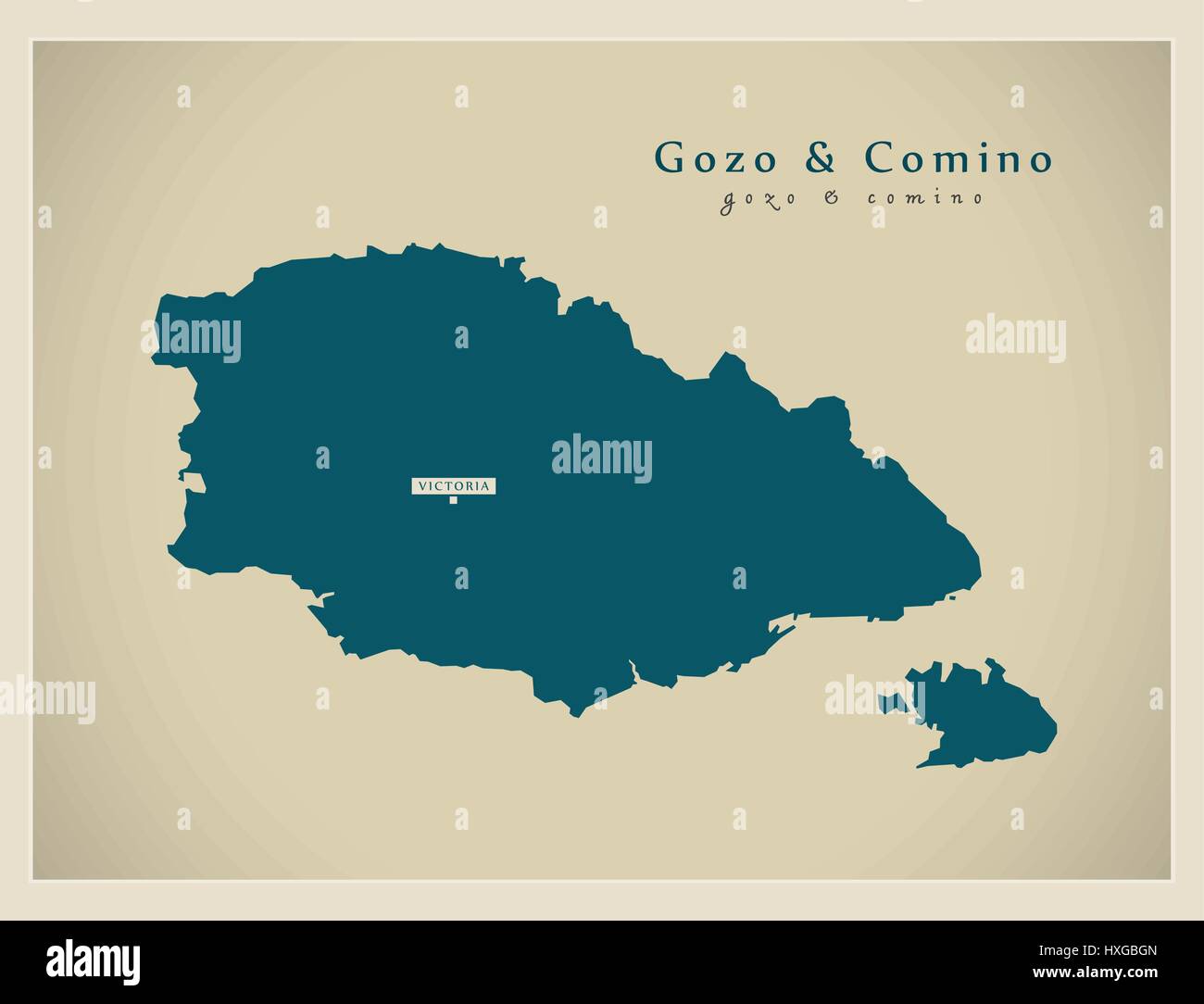 Moderne Karte - Gozo und Comino MT Stock Vektor