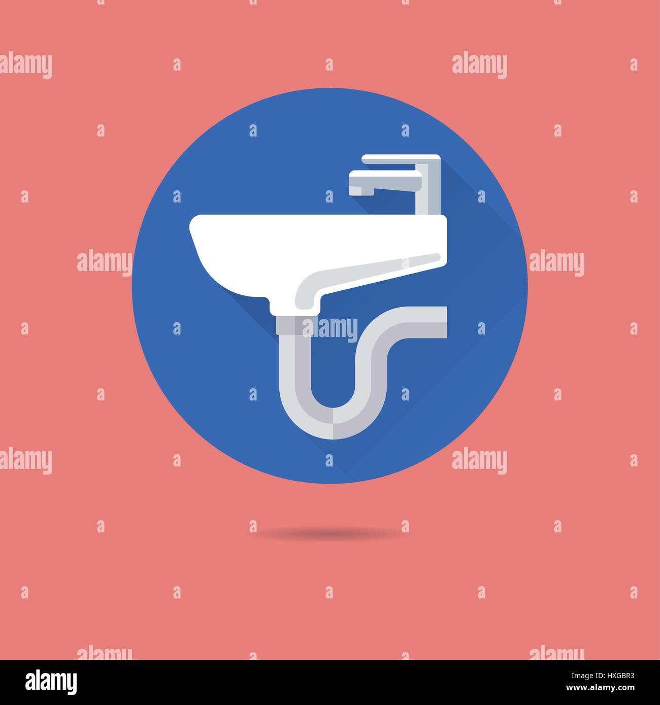 Waschtisch flach Design lange Schatten Vektor icon Stock Vektor