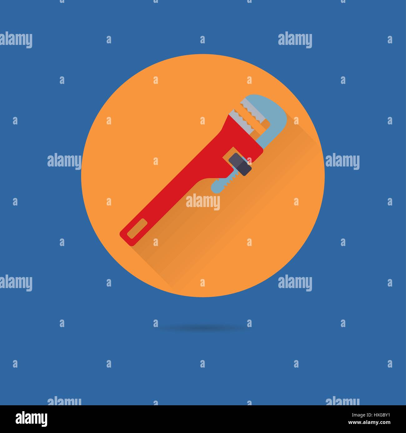 Rollgabelschlüssel flache Bauweise lange Schatten Vektor icon Stock Vektor