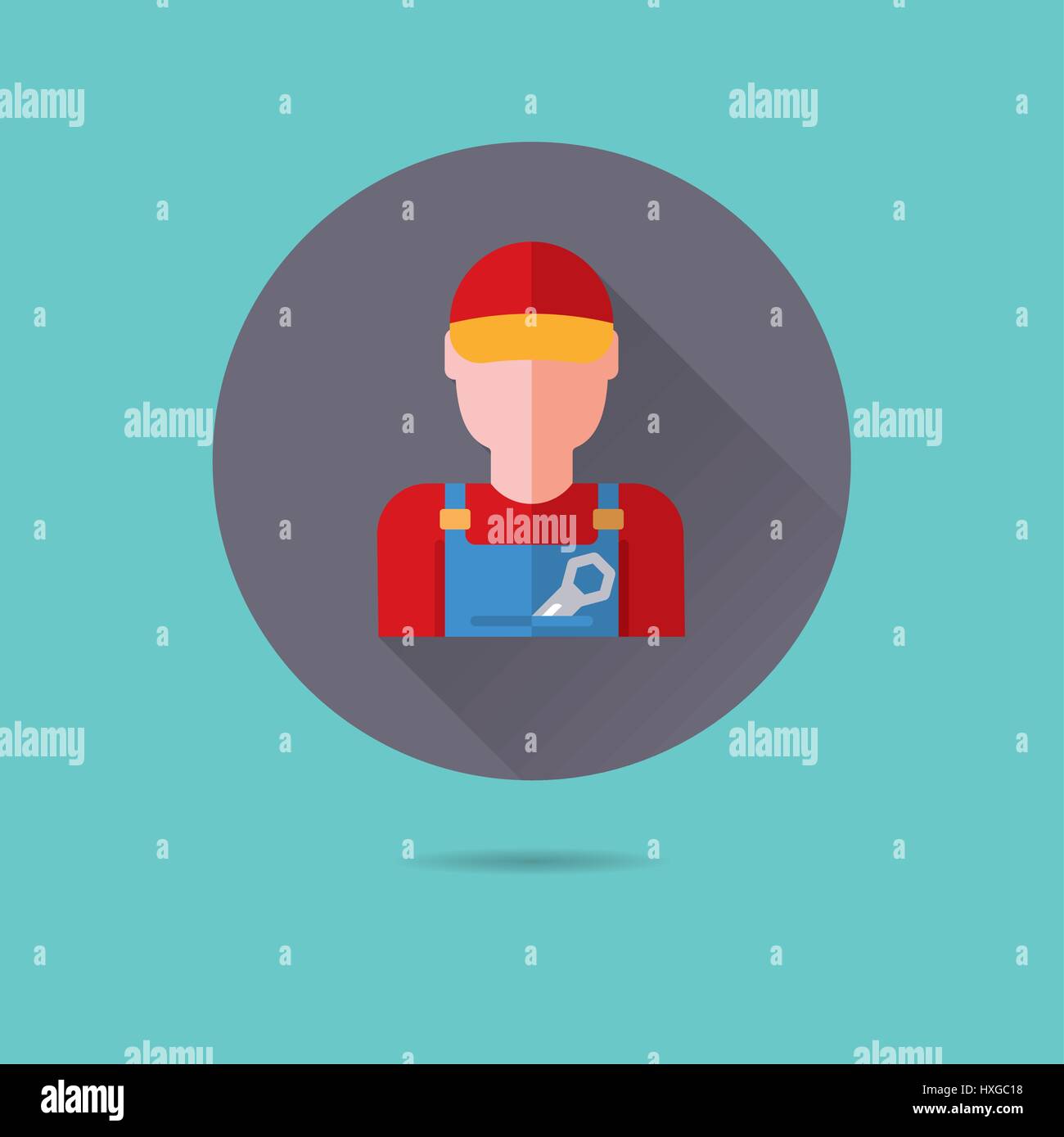 Klempner flache Bauweise lange Schatten Vektor icon Stock Vektor