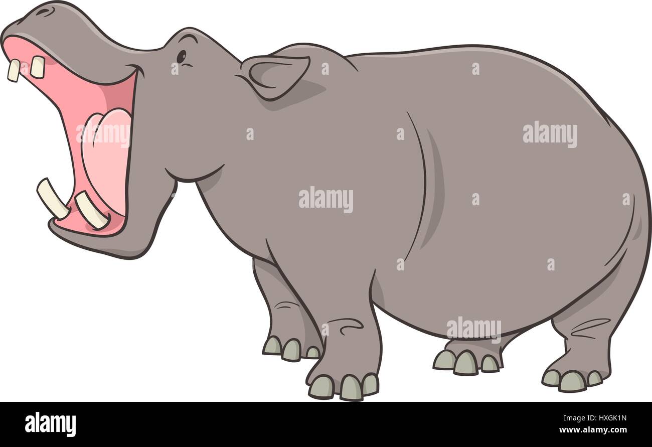 Cartoon Illustration von Nilpferd wilde Tier Charakter Stock Vektor