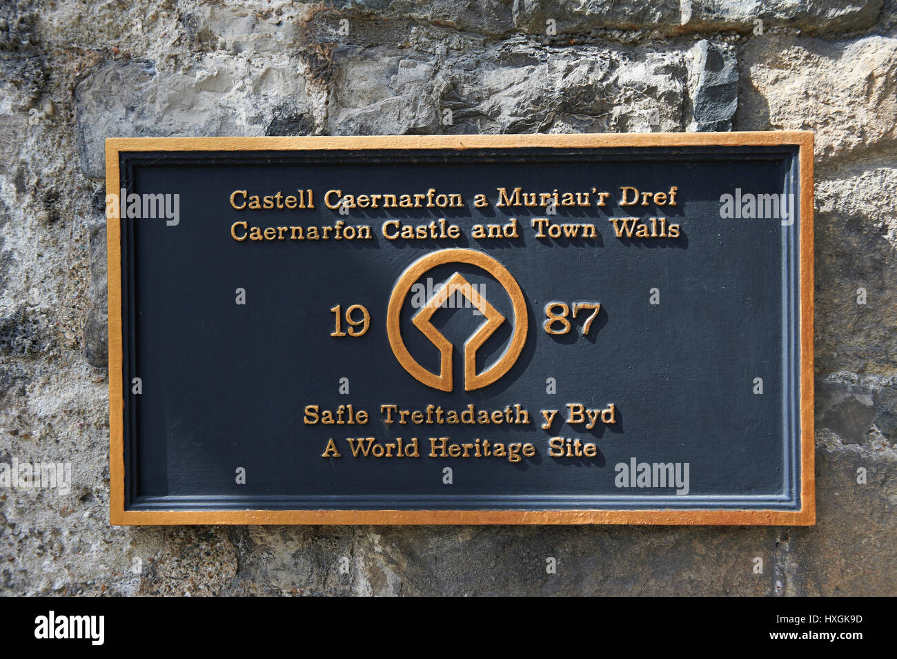 Caernarfon oder Carnarvon Castle erbaute 1283 von König Edward i. von England, Gwynedd, Nord-West-Wales Stockfoto