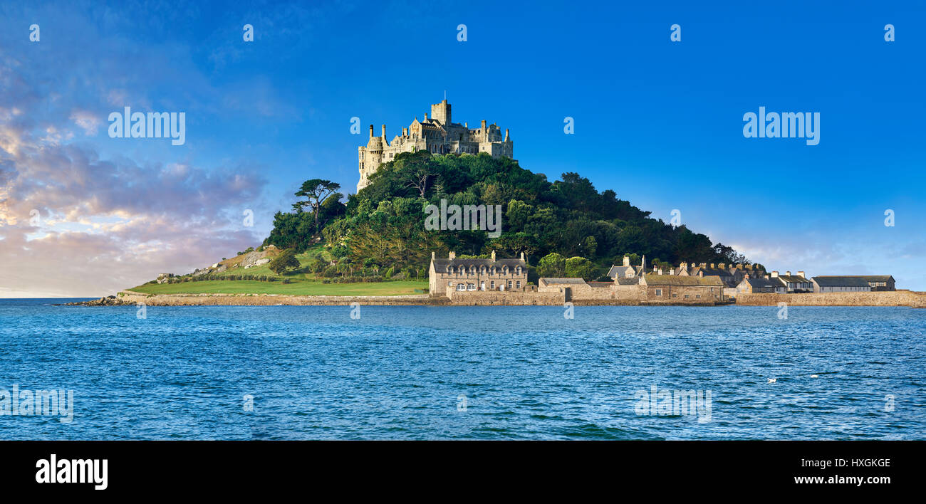 St. Michaels Mount Gezeiten-Insel, Mount Bay, Cornwall, England, Vereinigtes Königreich. Stockfoto