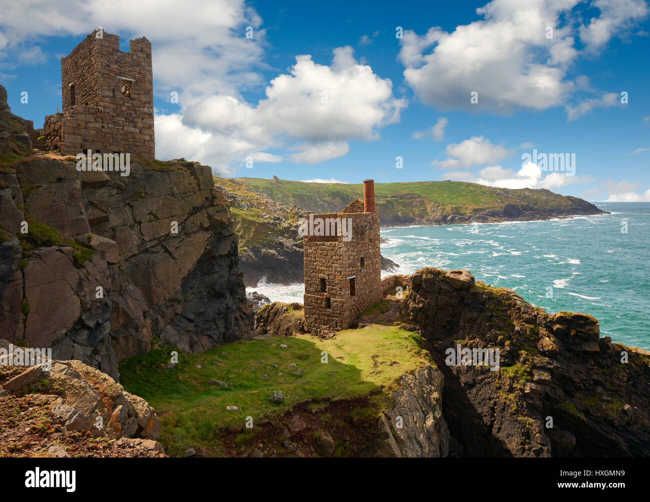 Zerstörten Motor beherbergt von Botallack Tin Mine, in der Nähe von St. Agnes, Cornwall Stockfoto