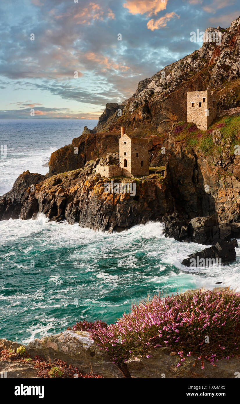 Zerstörten Motor beherbergt von Botallack Tin Mine, in der Nähe von St. Agnes, Cornwall Stockfoto