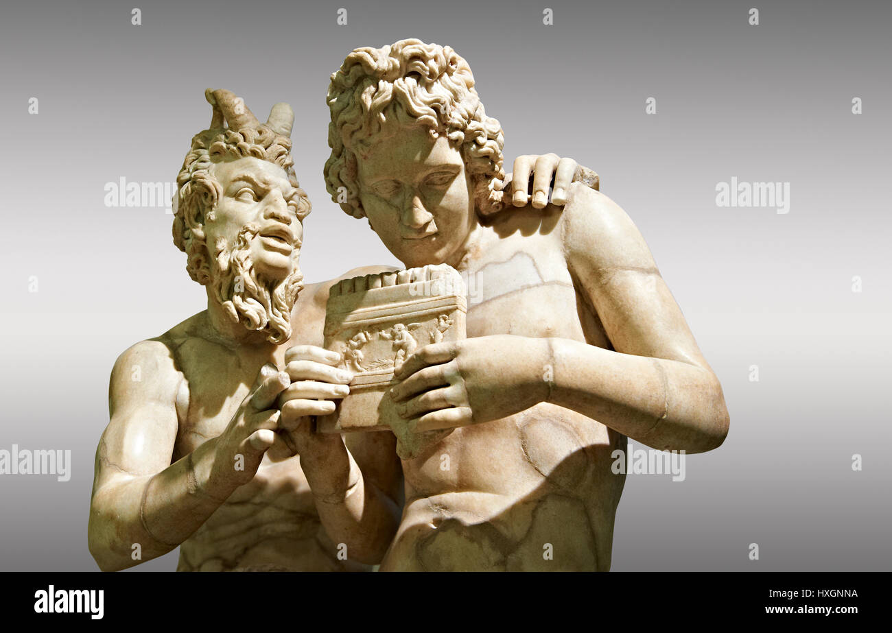 2. Jh. n. Chr. römische Marmorskulptur des Pan Lehre Daphnis, spielen die Rohre, die Farnese-Sammlung, Archäologisches Nationalmuseum Neapel Stockfoto