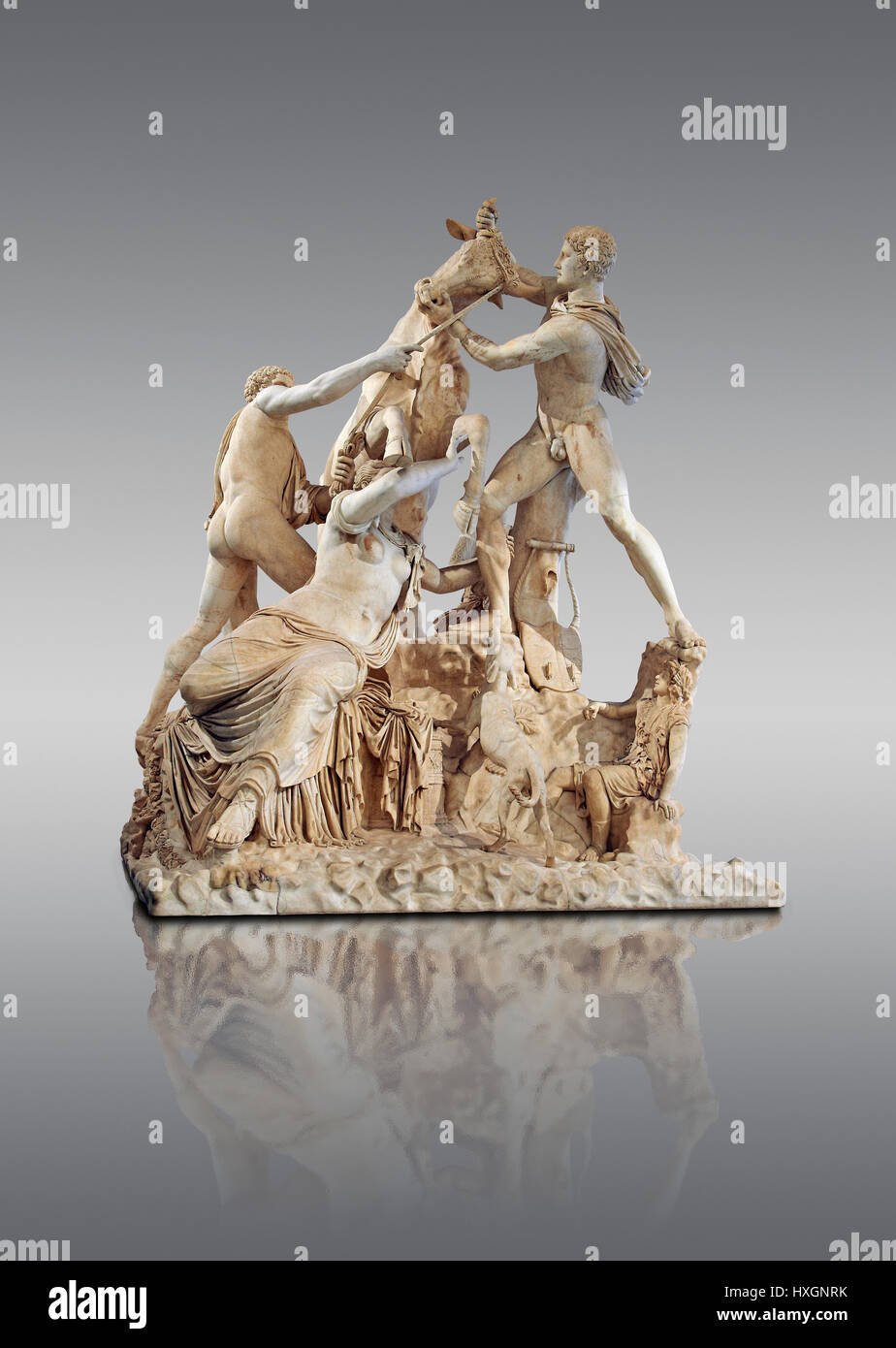 2. Jh. n. Chr. Römische Skulptur, bekannt als die Farnese Bull Bäder von Caracalla, Rom, Neapel Nationales Archäologisches Museum, Stockfoto