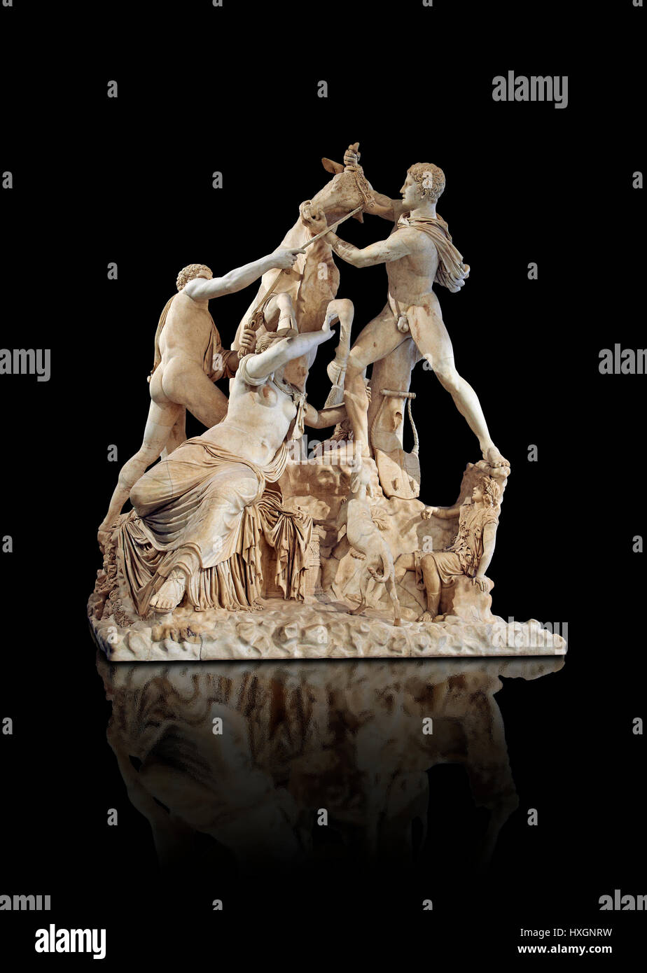 2. Jh. n. Chr. Römische Skulptur, bekannt als die Farnese Bull Bäder von Caracalla, Rom, Neapel Nationales Archäologisches Museum, Stockfoto