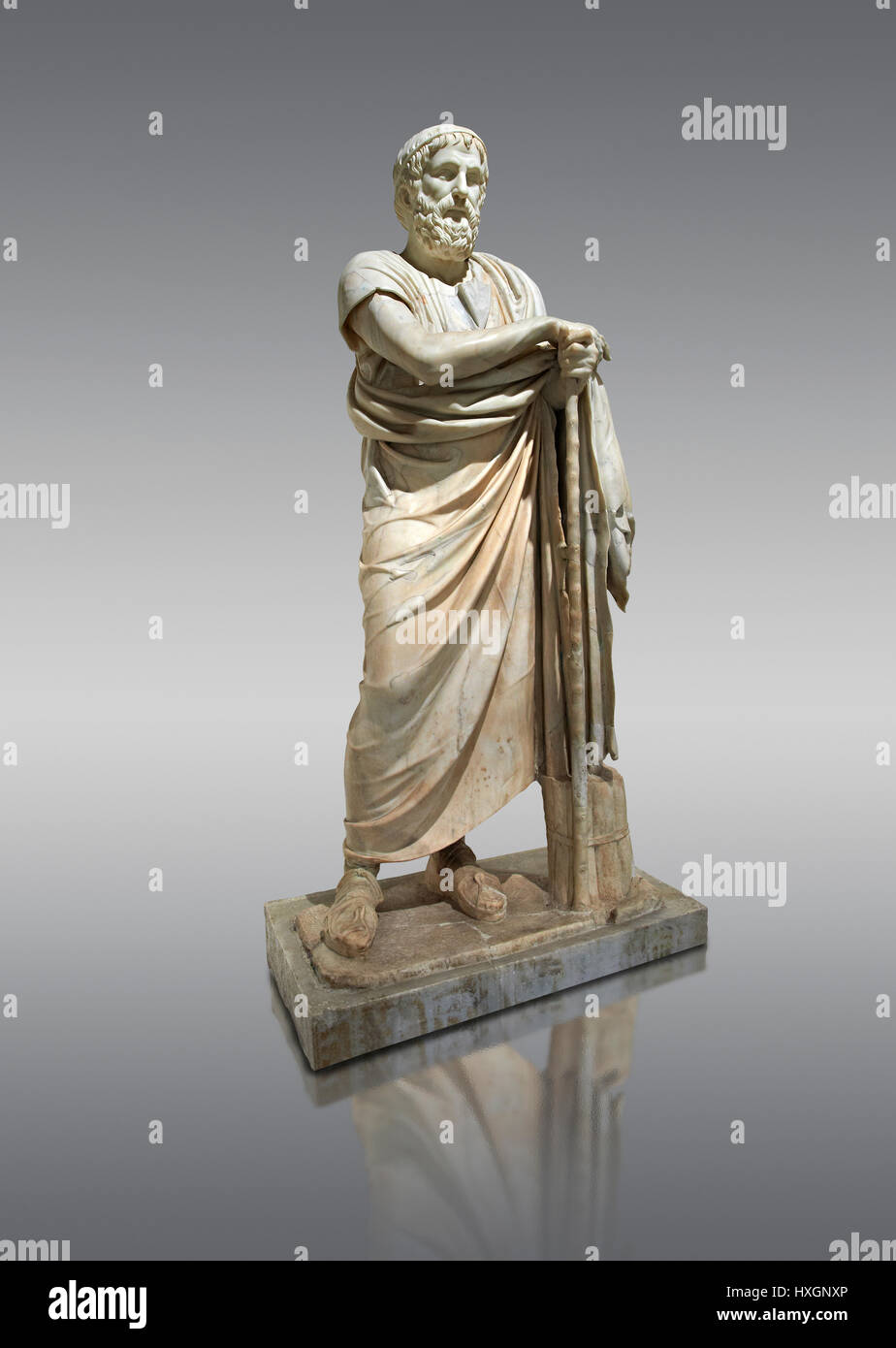 Römischen Marmorskulptur von Homer aus der rechteckige Säulenhalle der Villa der Papyri in Herculaneum, Archäologisches Museum, Italien Stockfoto